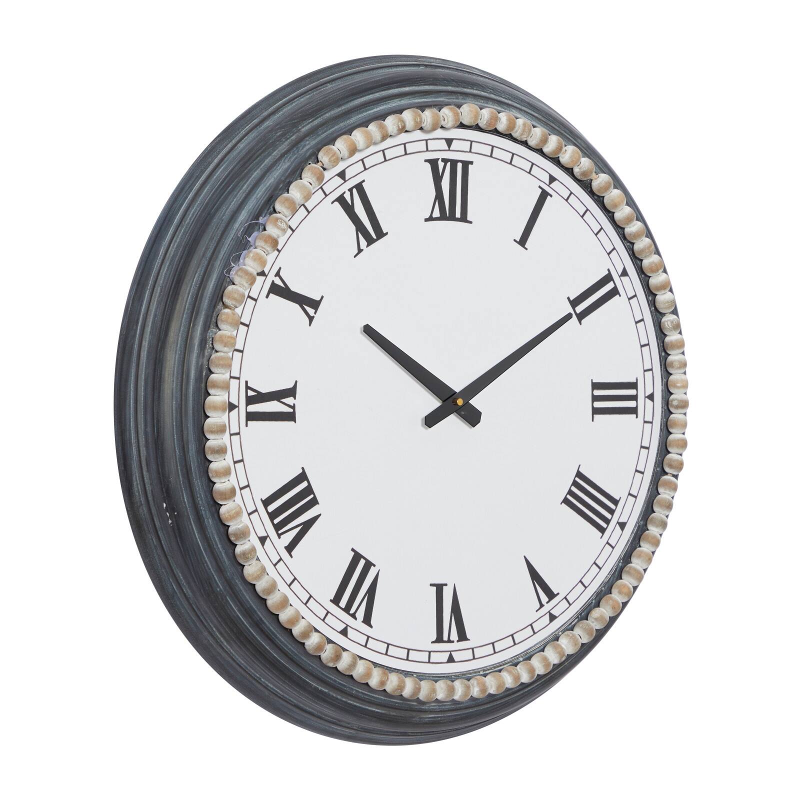 White Metal Farmhouse Wall Clock, 23&#x22; x 23&#x22; x 3&#x22;
