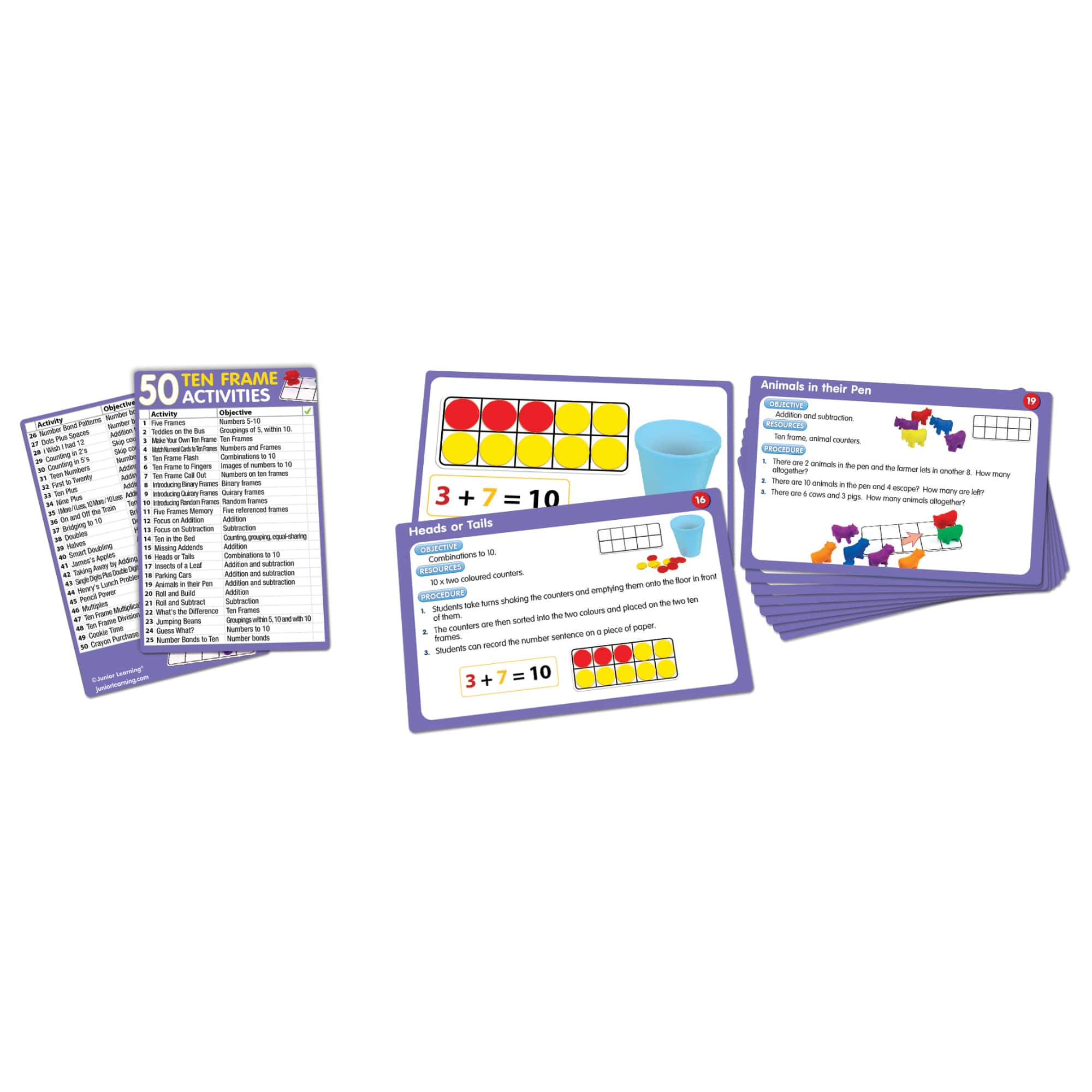 Junior Learning&#xAE; 50 Ten Frame Activities Learning Set