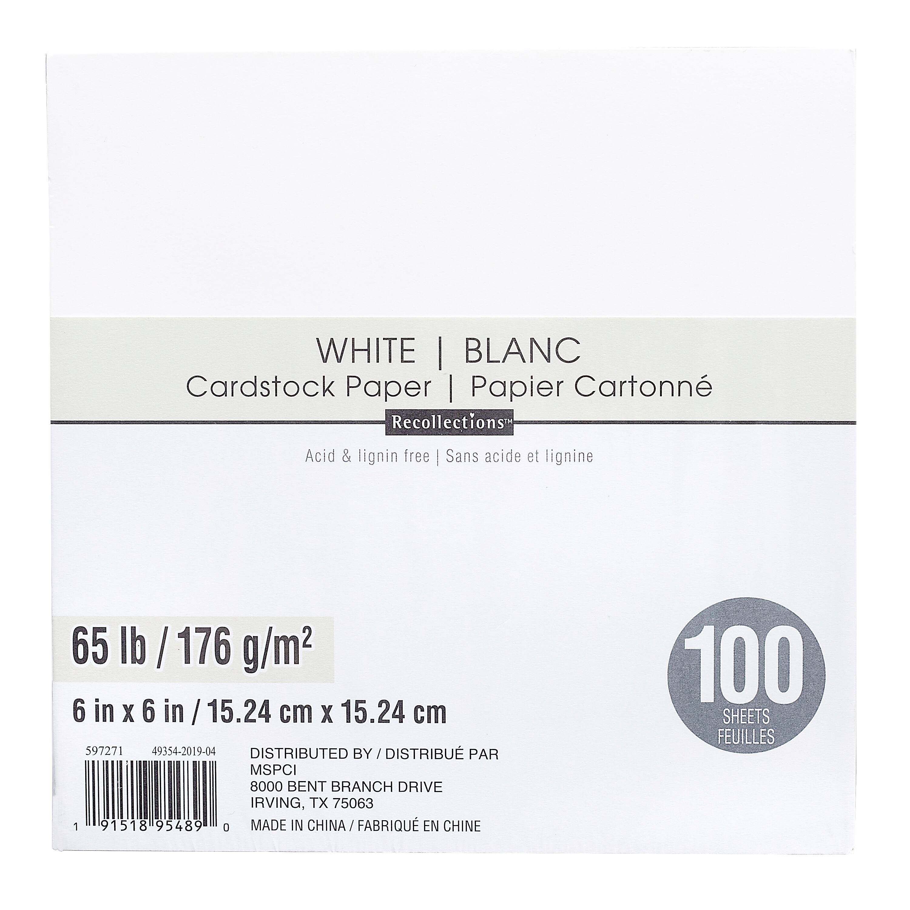 12 Packs: 100 ct. (1,200 total) White 6" x 6" Cardstock Paper by Recollections™