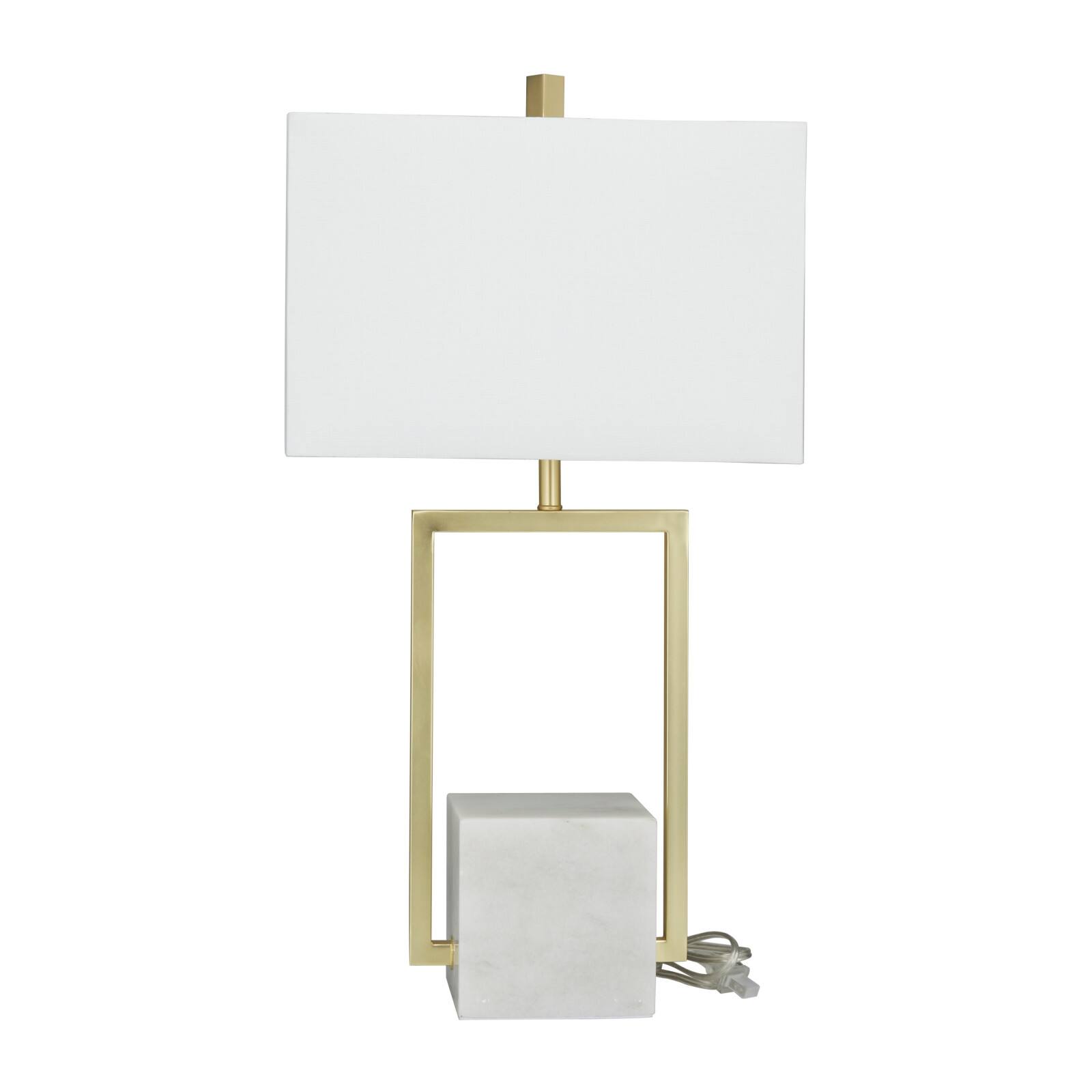 CosmoLiving by Cosmopolitan White Marble Modern Table Lamp, 27" x 15" x 9"