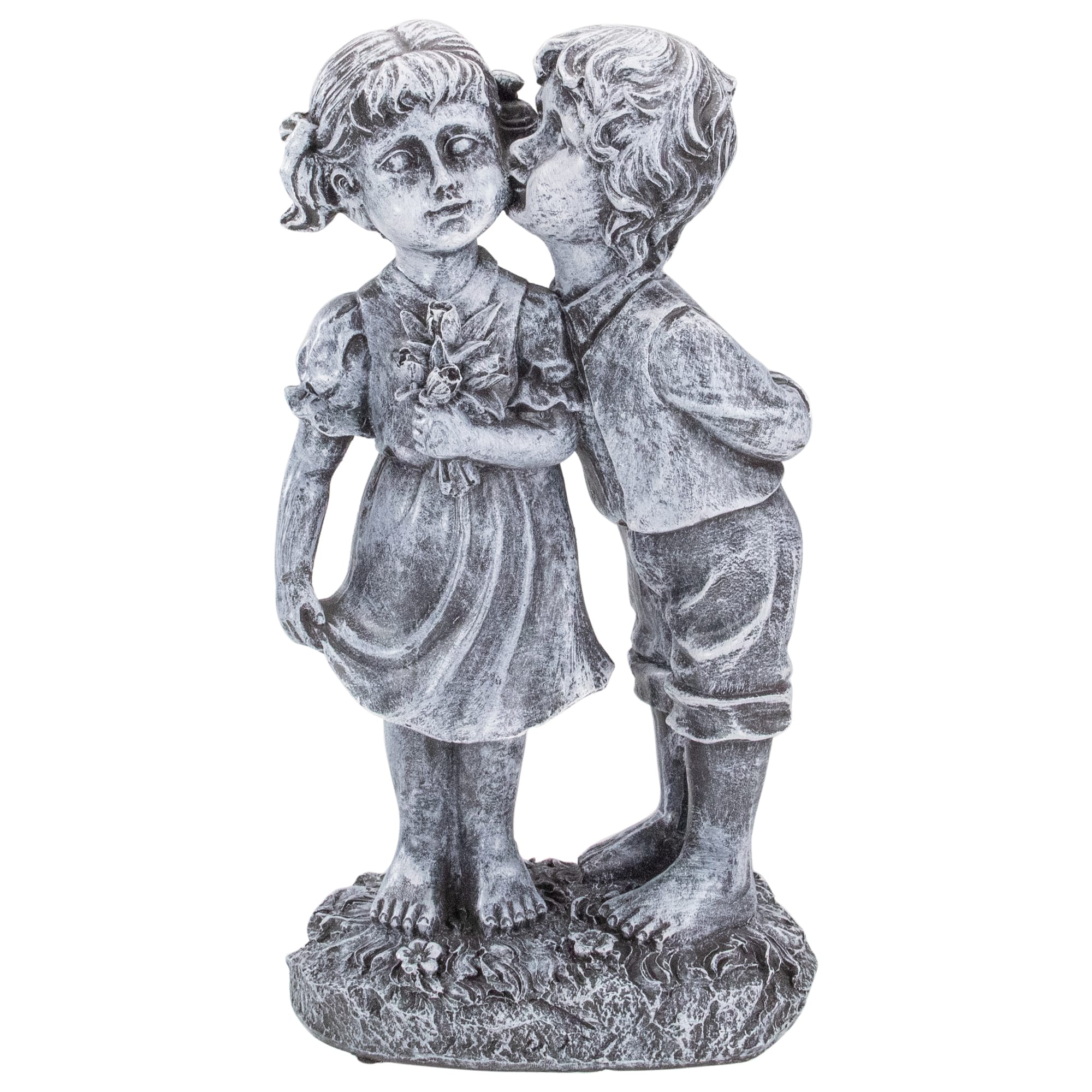 12.5&#x22; Peck on the Cheek Outdoor Garden Statue