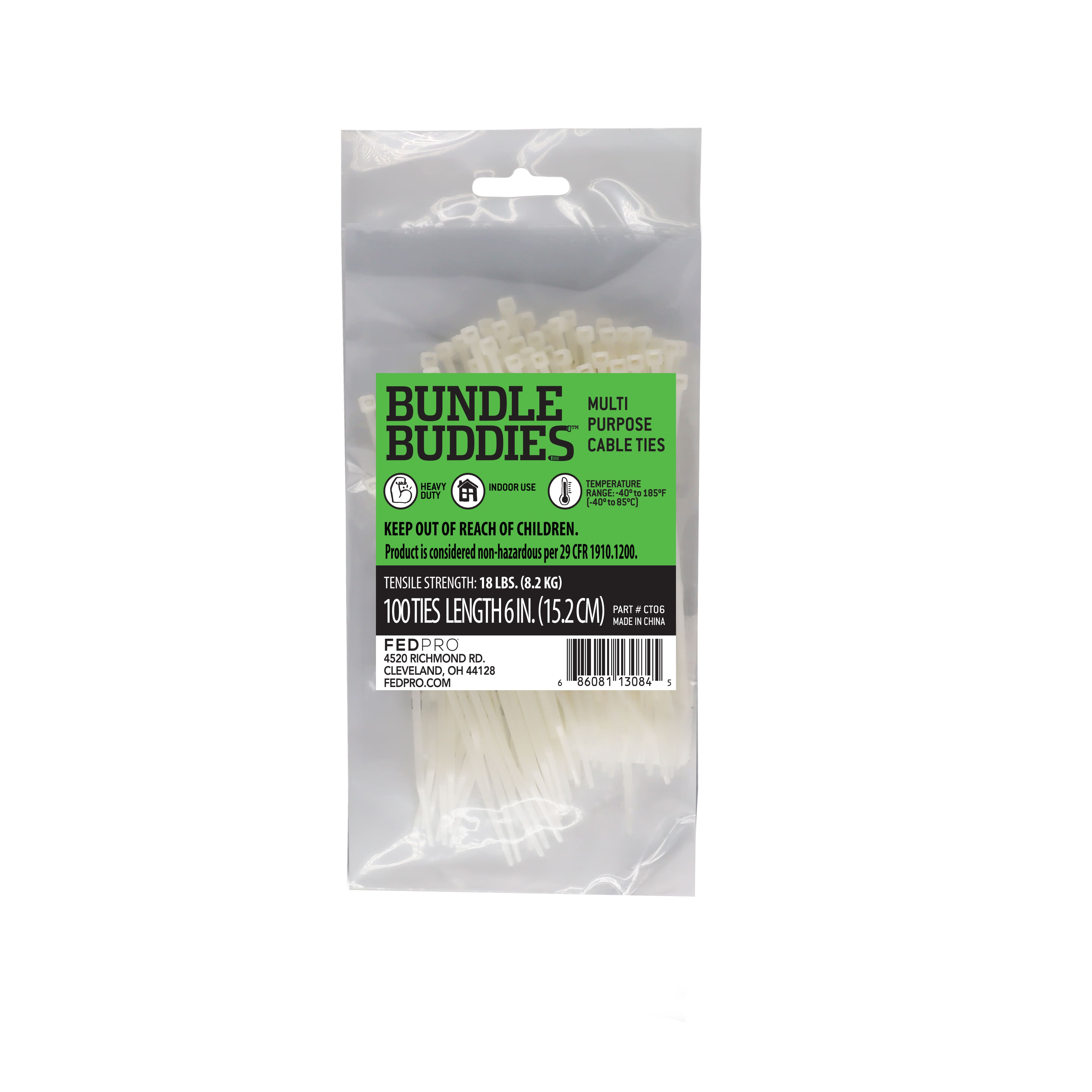 Bundle Buddies&#x2122; 6&#x22; Natural Multi-Purpose Cable Ties, 100ct.