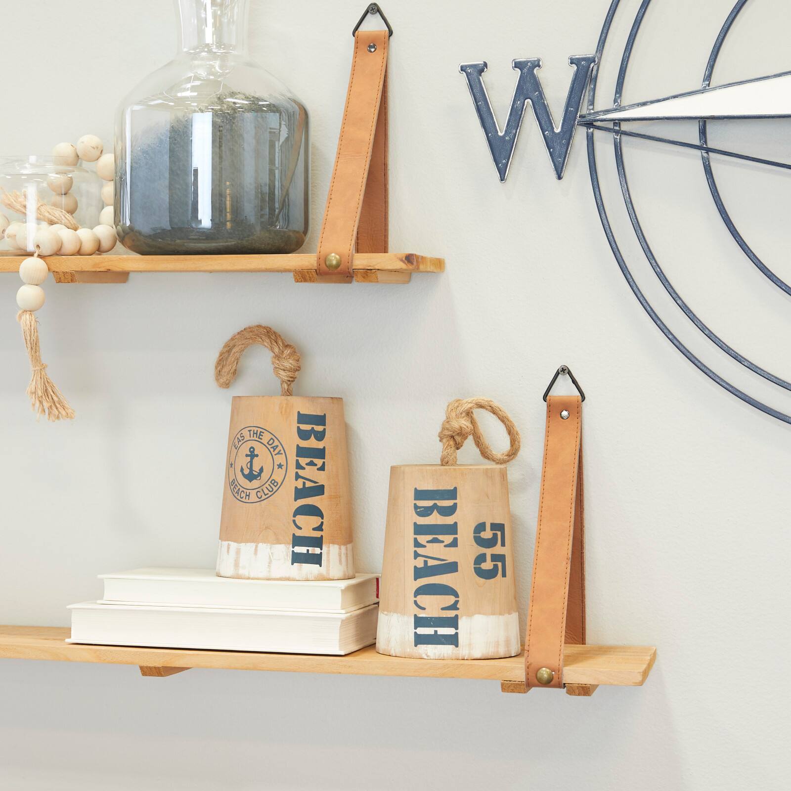 Brown Wood Nautical Buoy Sculpture, Set of 2 11" x 6" x 5"