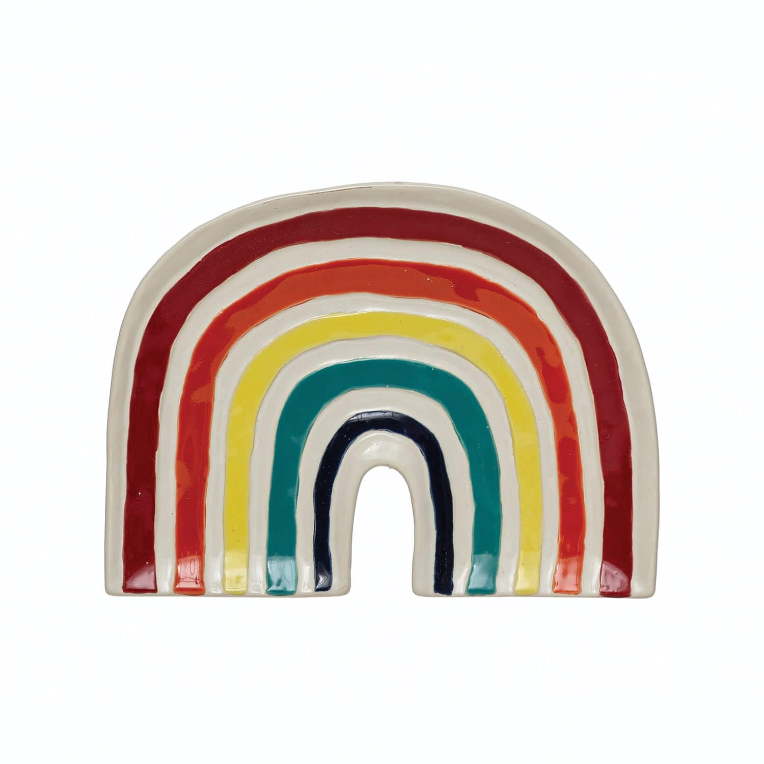 Hello Honey® 9.5" Hand-Painted Debossed Stoneware Rainbow Plate