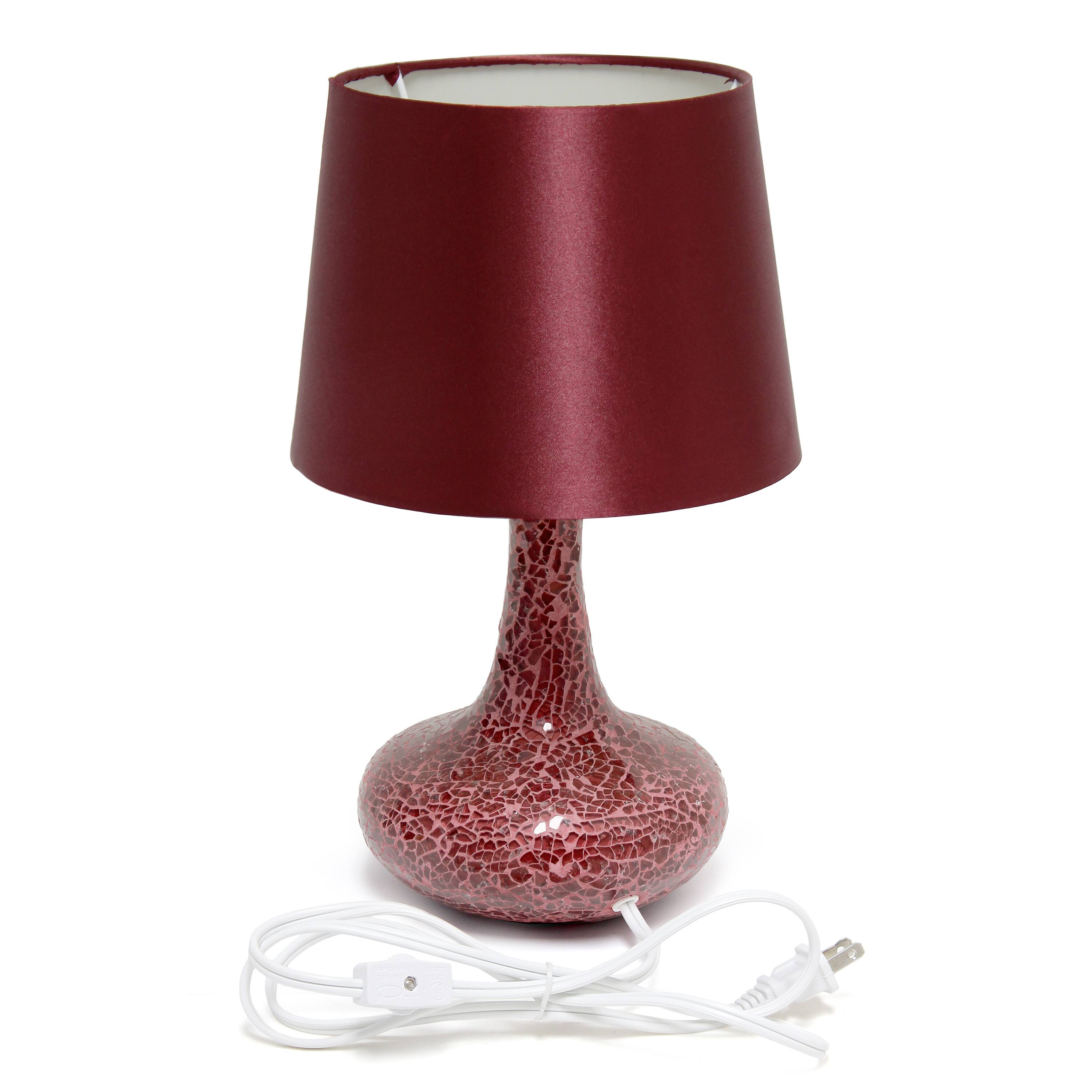 Simple Designs 14&#x22; Mosaic Glass Genie Table Lamp with Fabric Shade