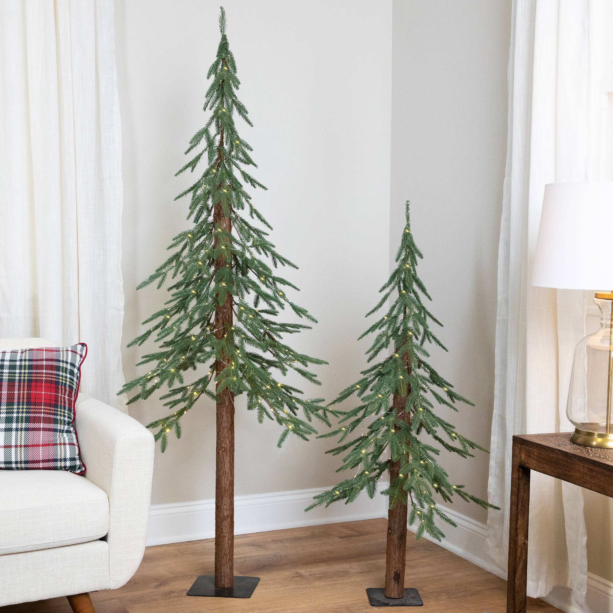 6ft. Pre-Lit Medium Alpine Artificial Christmas Tree, Clear LED Lights