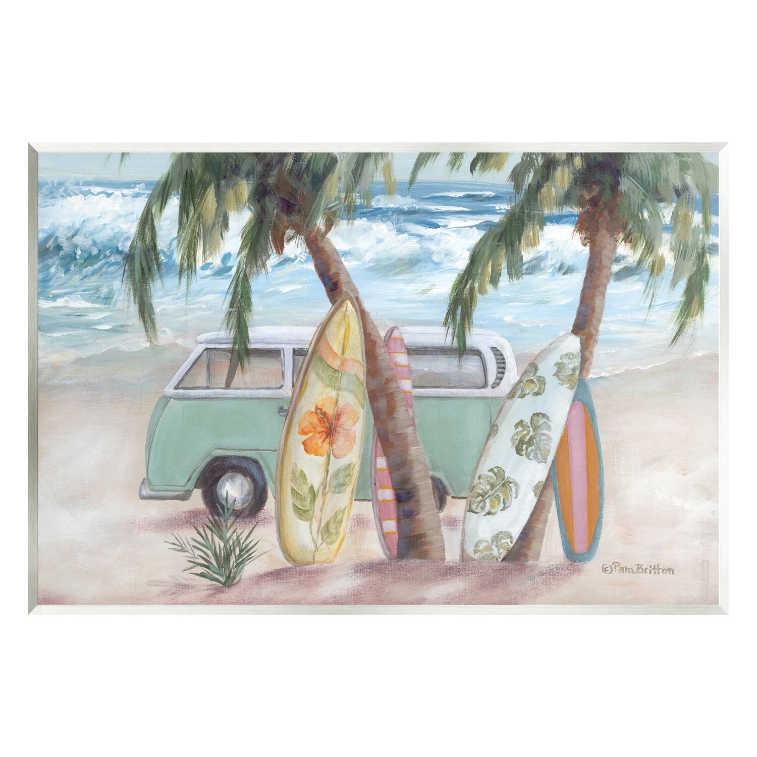 Stupell Industries Summer Waves Tropical Van Surfboards Wall Plaque Art