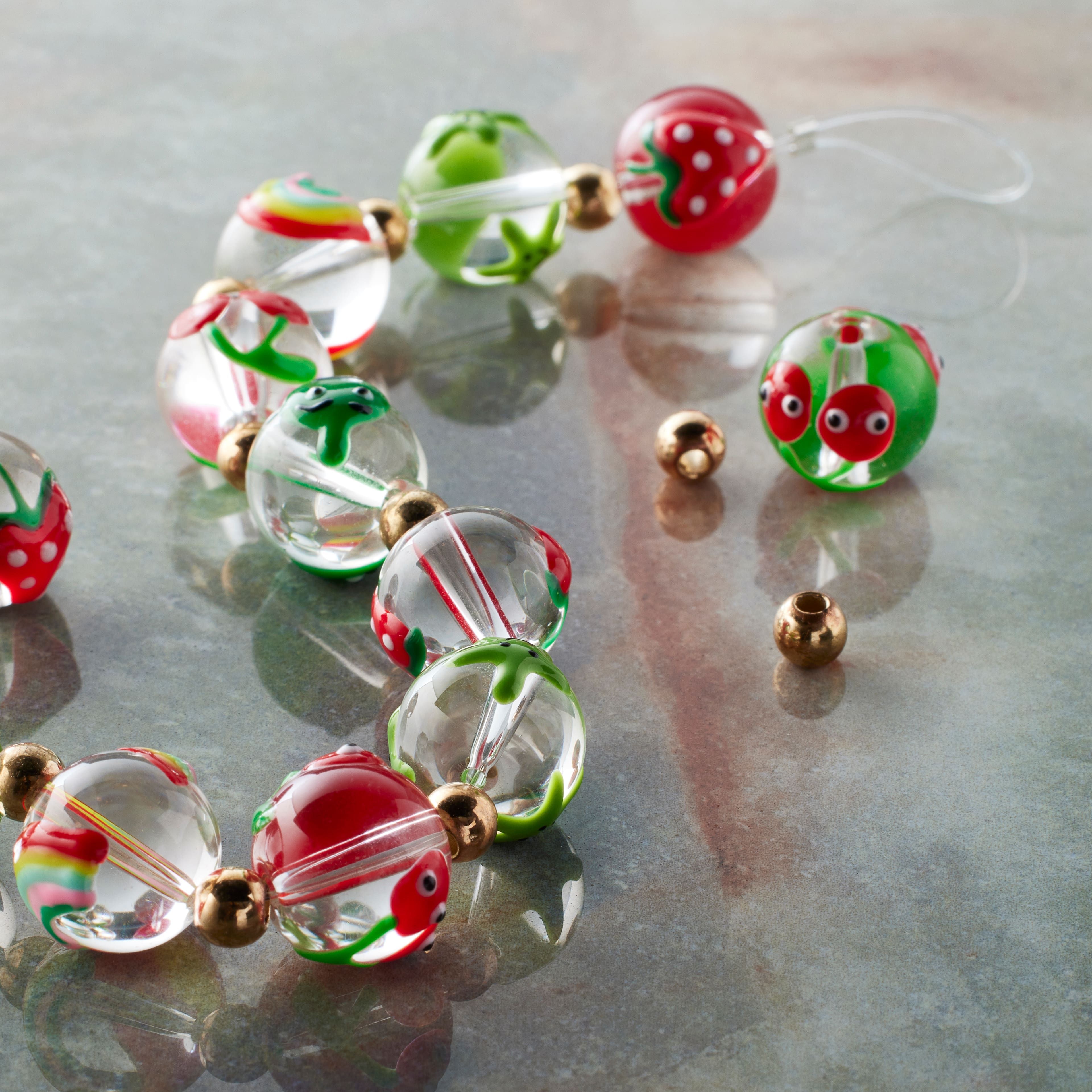 6 Packs: 12 ct. (72 total) Fruit, Star & Rainbow Glass Round Beads, 12mm by Bead Landing™