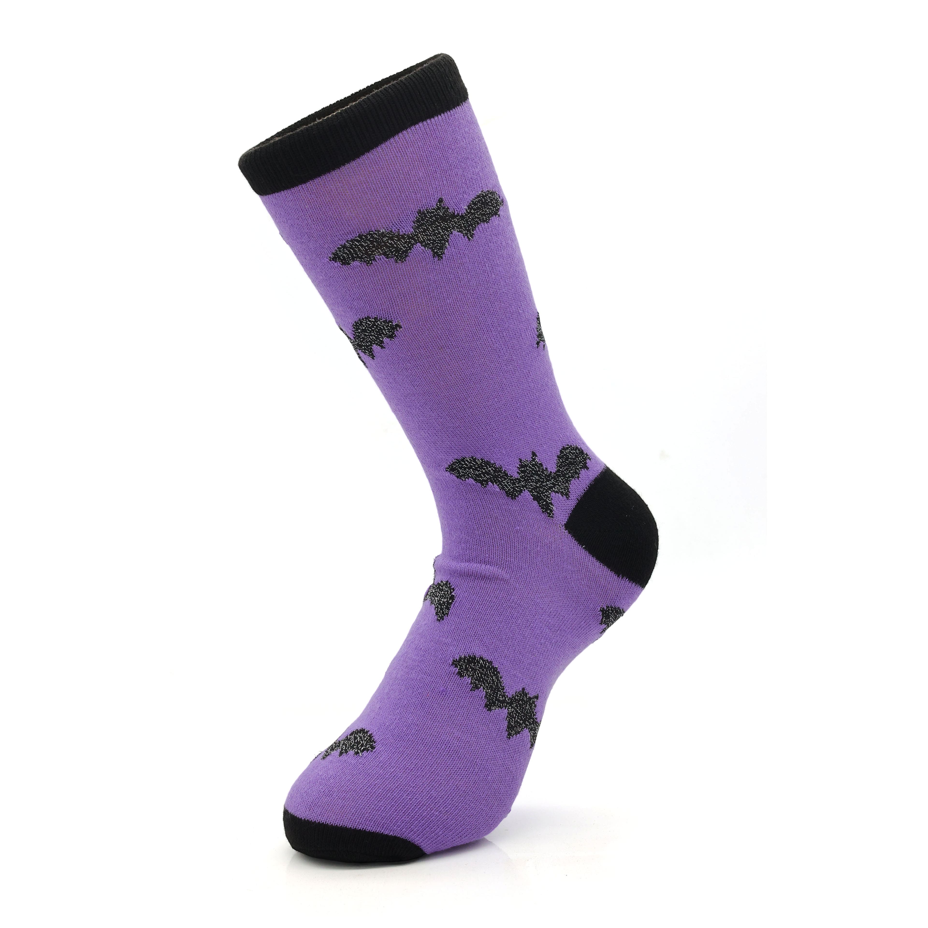Purple &#x26; Black Bat Crew Socks by Celebrate It&#x2122;