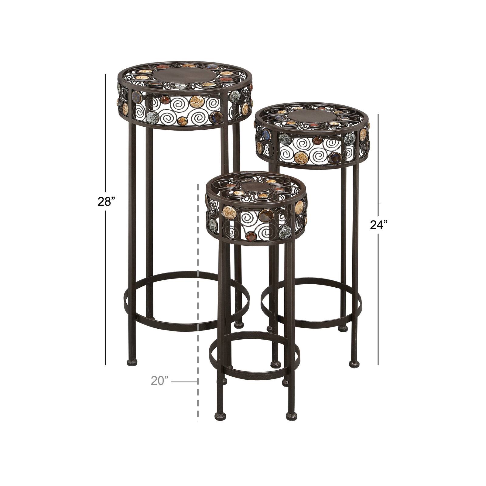 Black Metal Traditional Spiral Design Plantstand Set