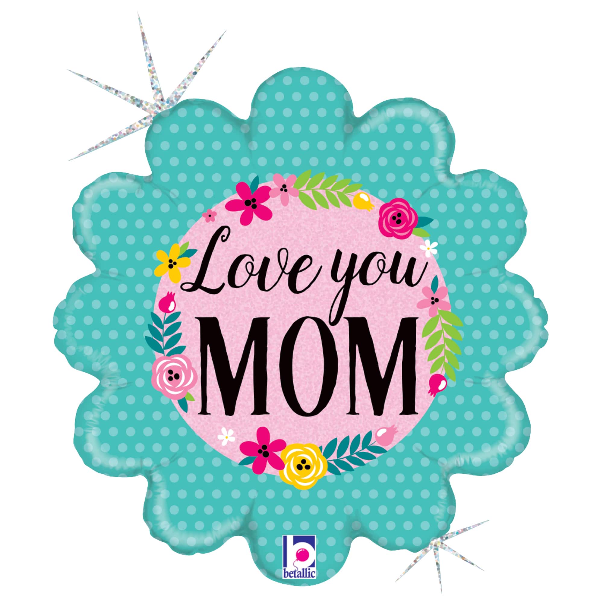 Ballon holographique en aluminium &#xAB;&#xA0;Love You Mom&#xA0;&#xBB; de 18 pouces