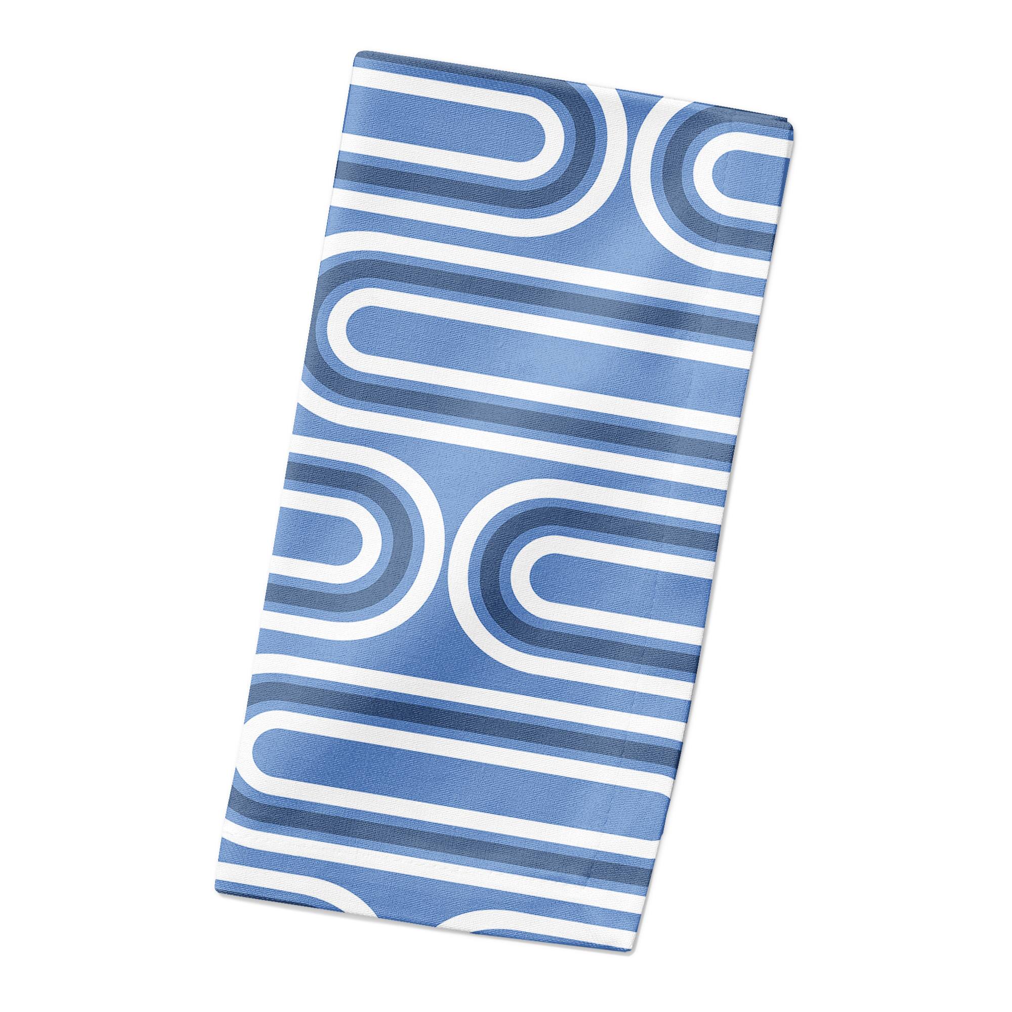 Groovy Blue Lines Cotton Twill Napkin