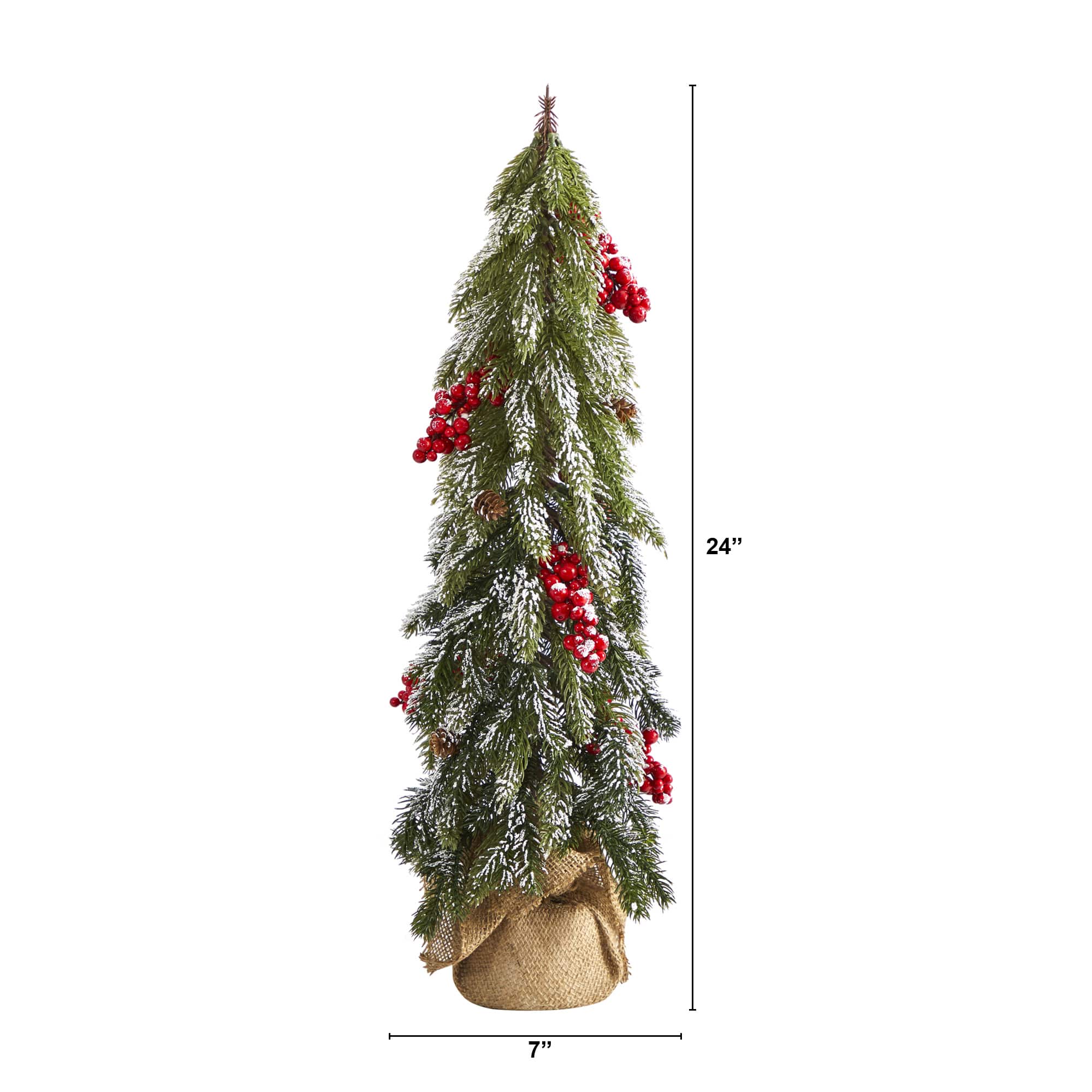 2ft. Unlit Flocked Christmas Artificial Tree with Berries & Pinecones