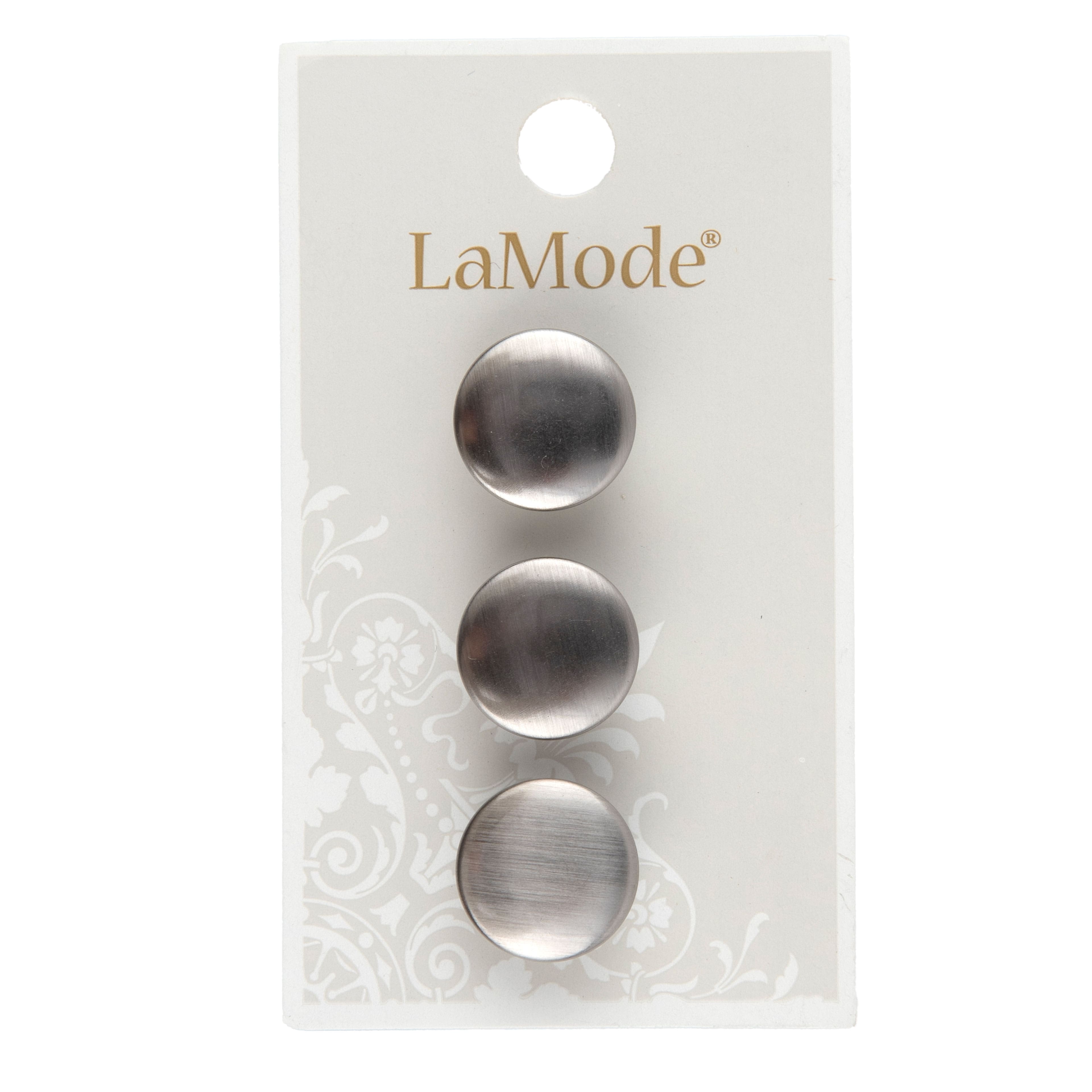 LaMode 5/8&#x22; Brushed Silver Shank Buttons, 3ct.
