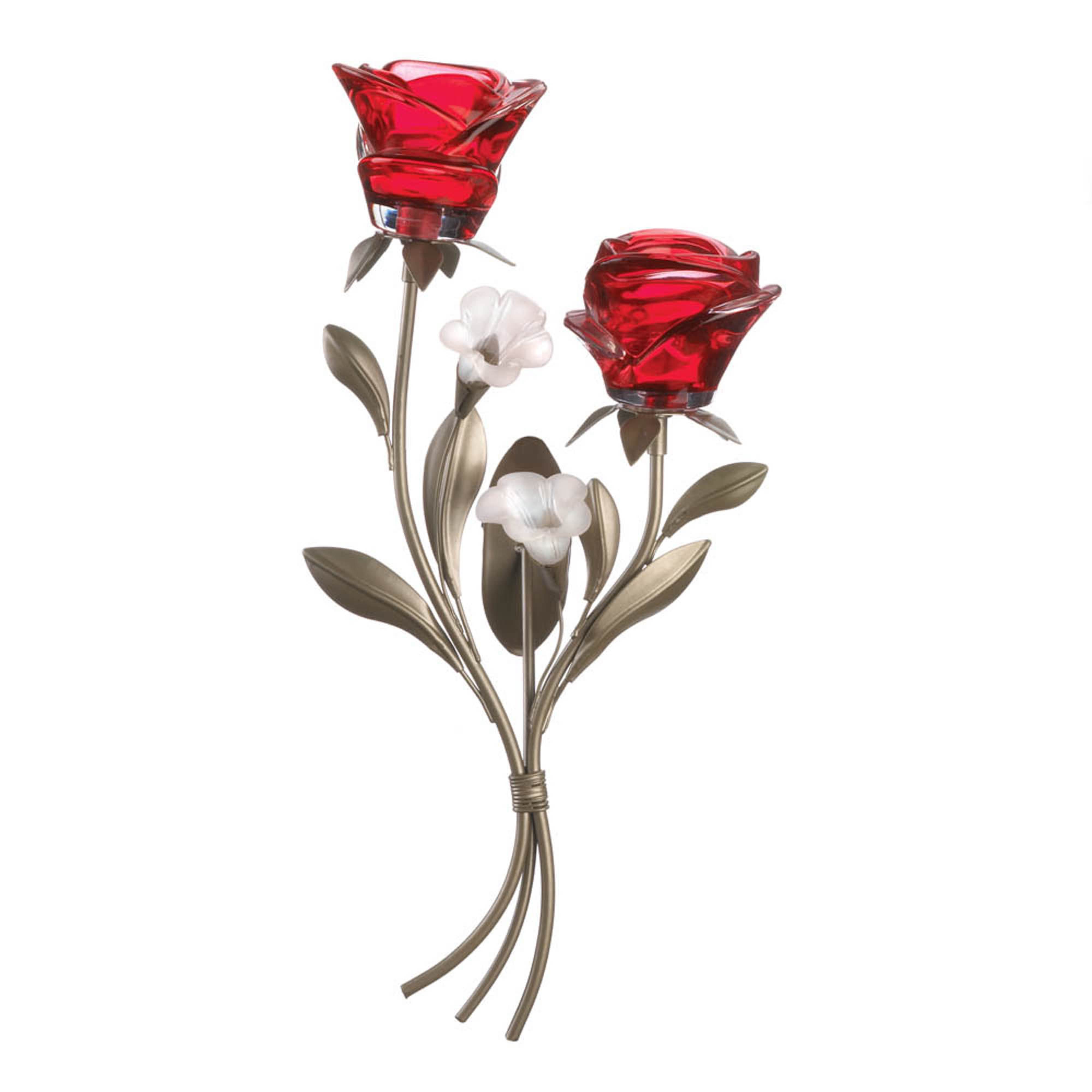 15&#x22; Red Roses Candle Wall Sconce