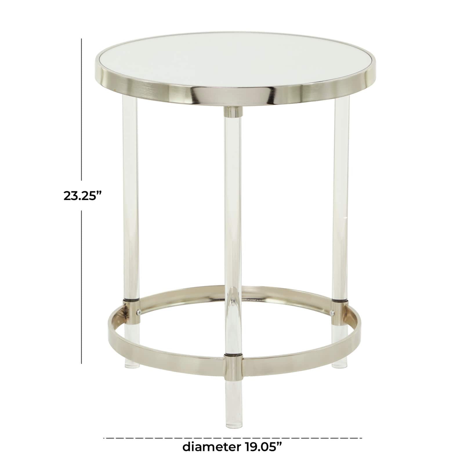 Silver Acrylic Contemporary Accent Table, 19&#x22; x 19&#x22; x 23&#x22;