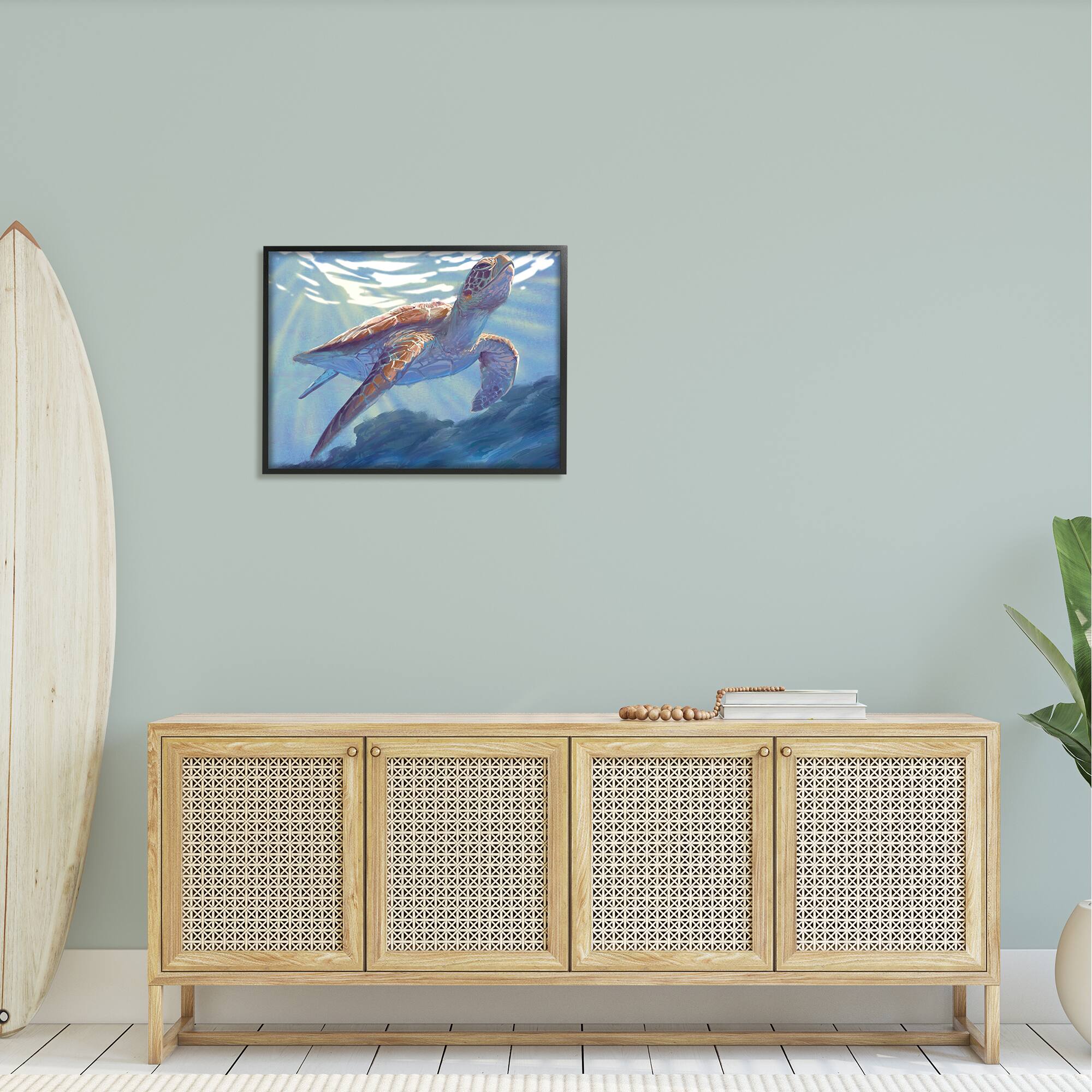 Stupell Industries Deep Ocean Sea Turtle Framed Giclee Art