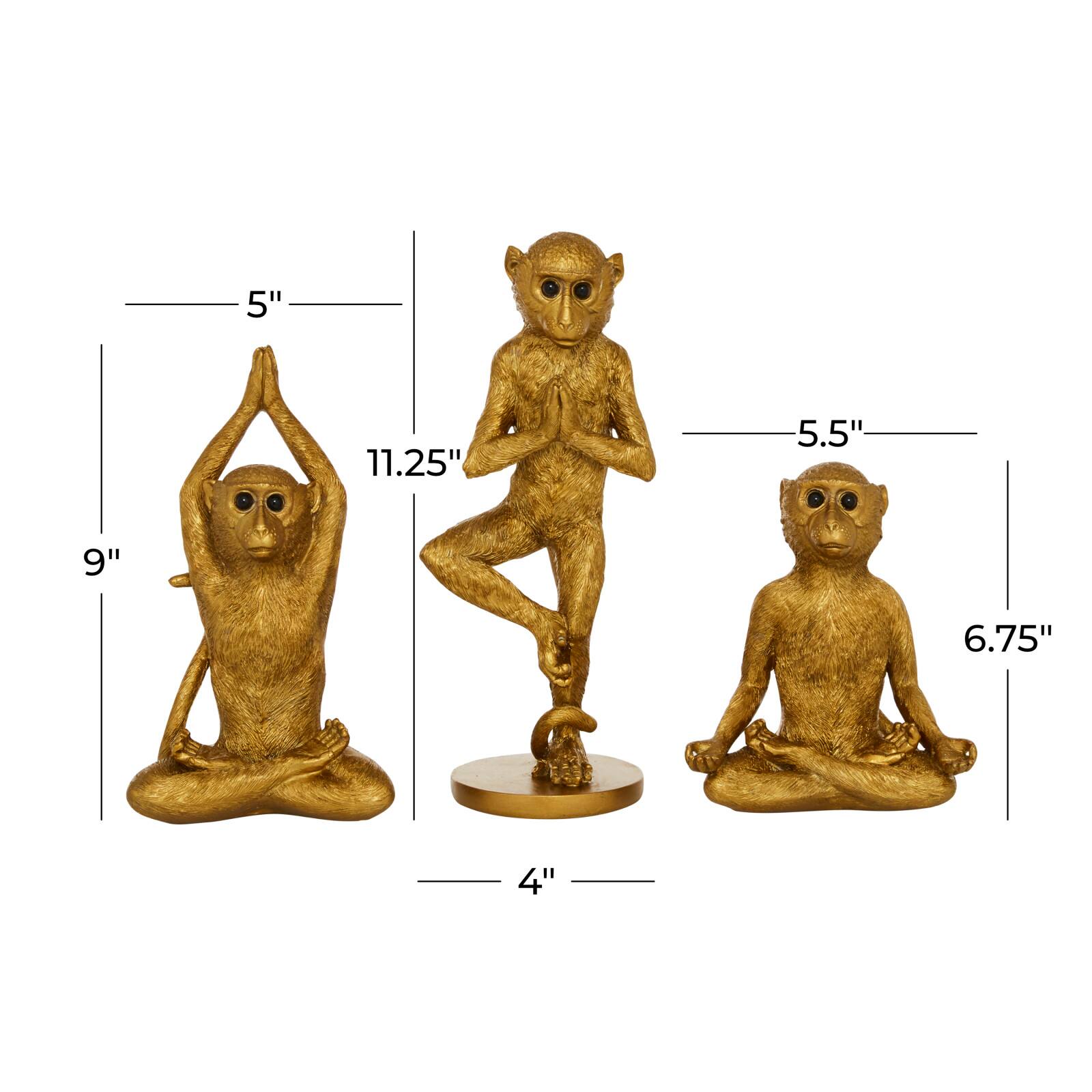 Gold Eclectic Monkey Sculpture Set