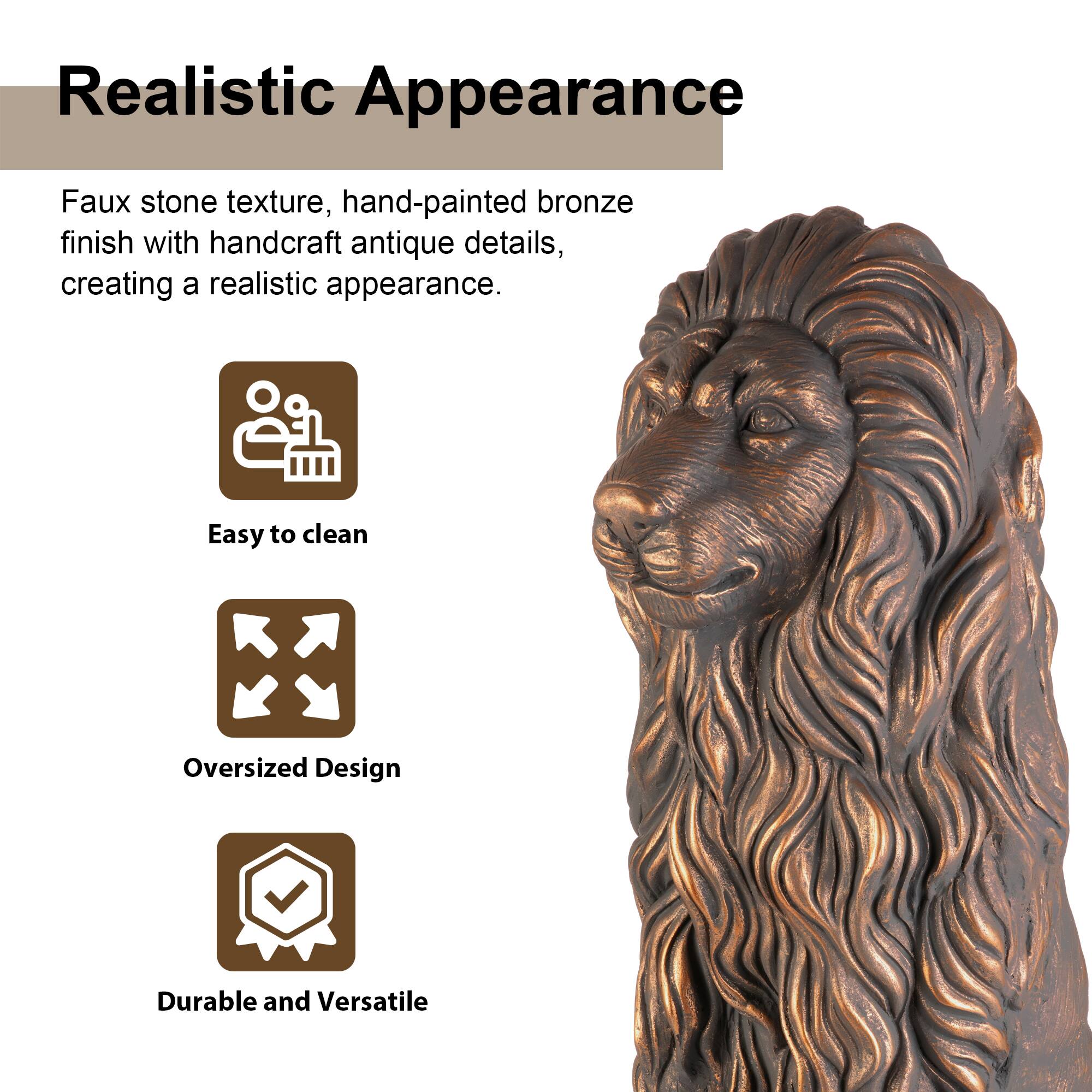 Glitzhome® 36.25" Oversized MGO Guardian Sitting Lion Garden Statue