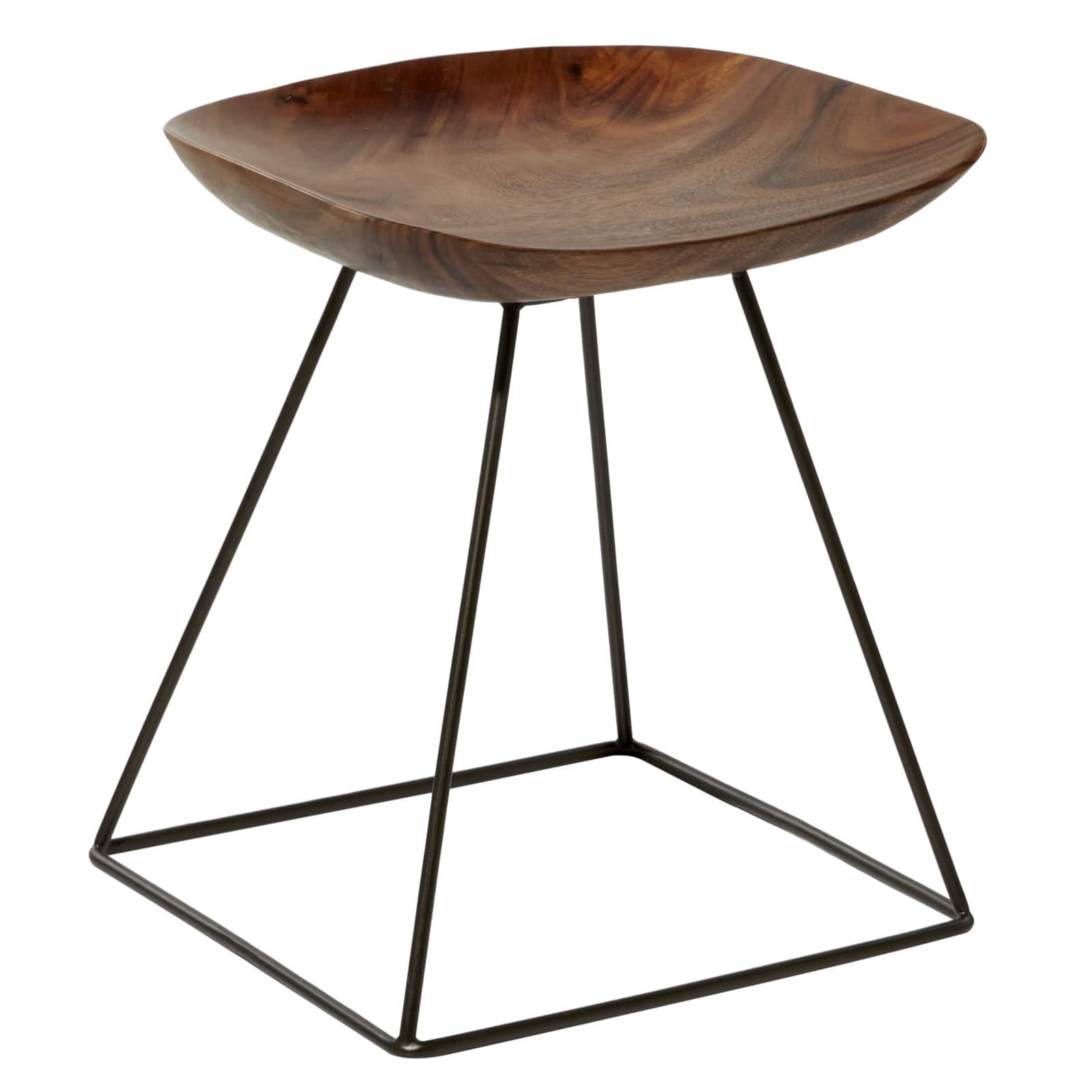 20&#x22; Brown Iron Rustic Stool