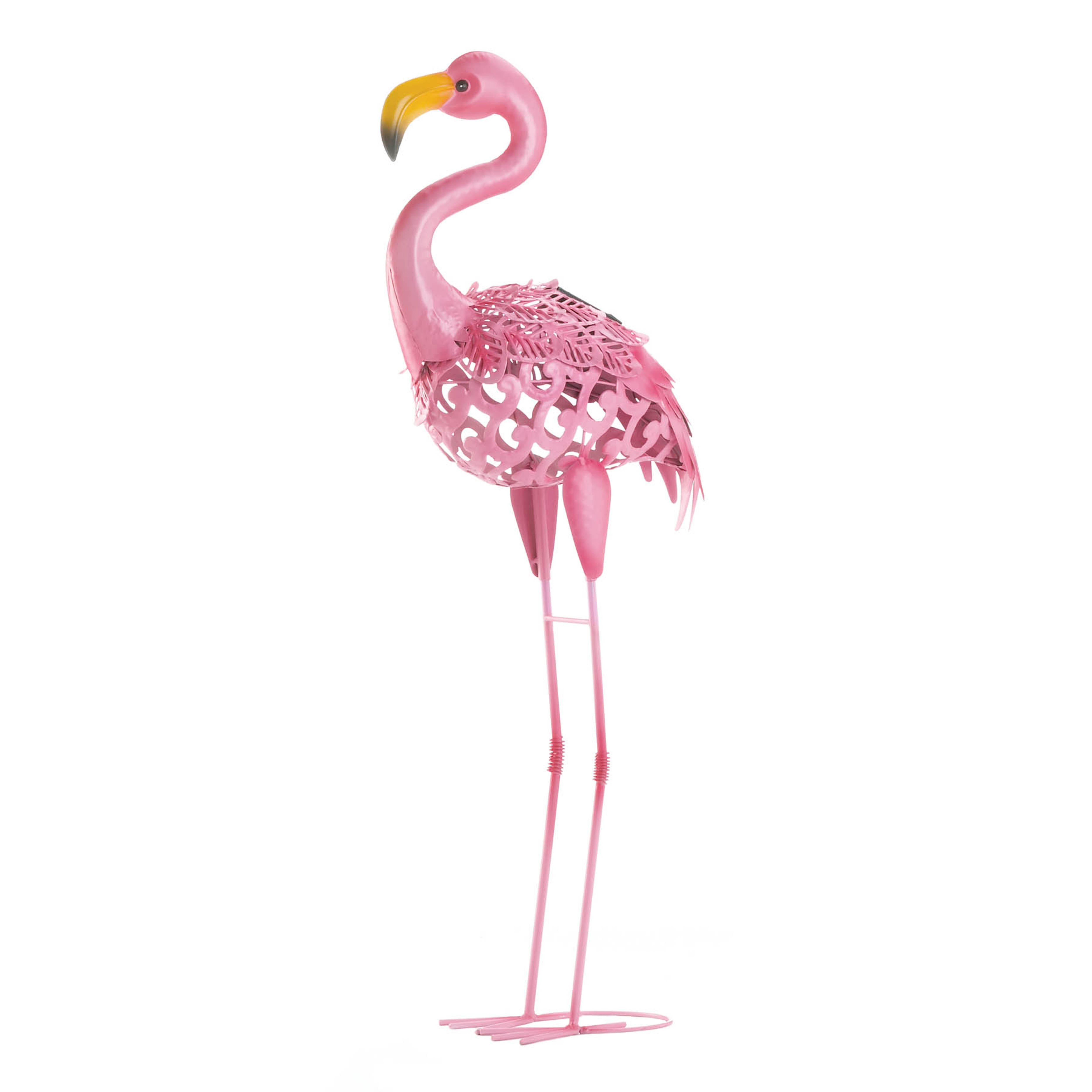 20&#x22; Standing Tall Solar Flamingo Statue