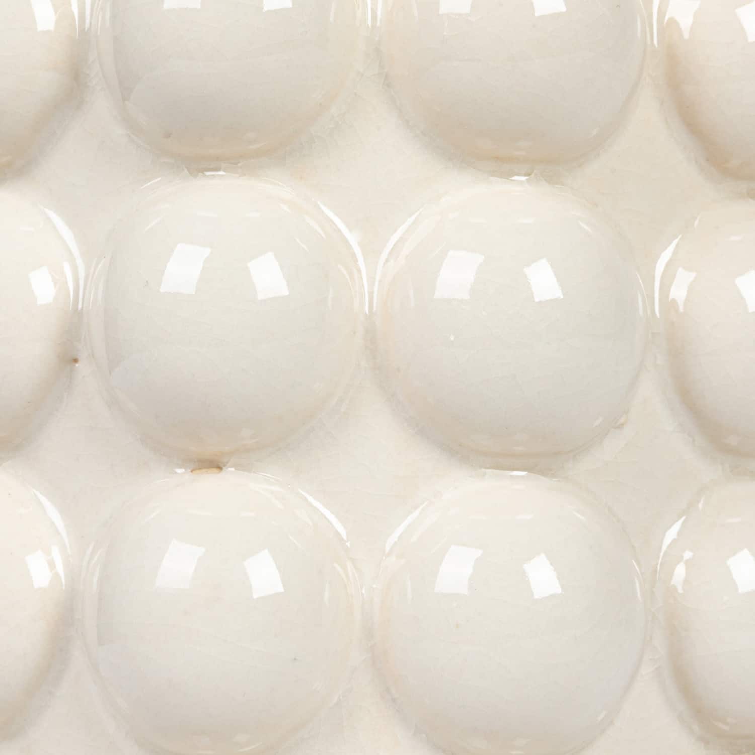 Hello Honey&#xAE; White Raised Dots Stoneware Canister with Acacia Wood Lid