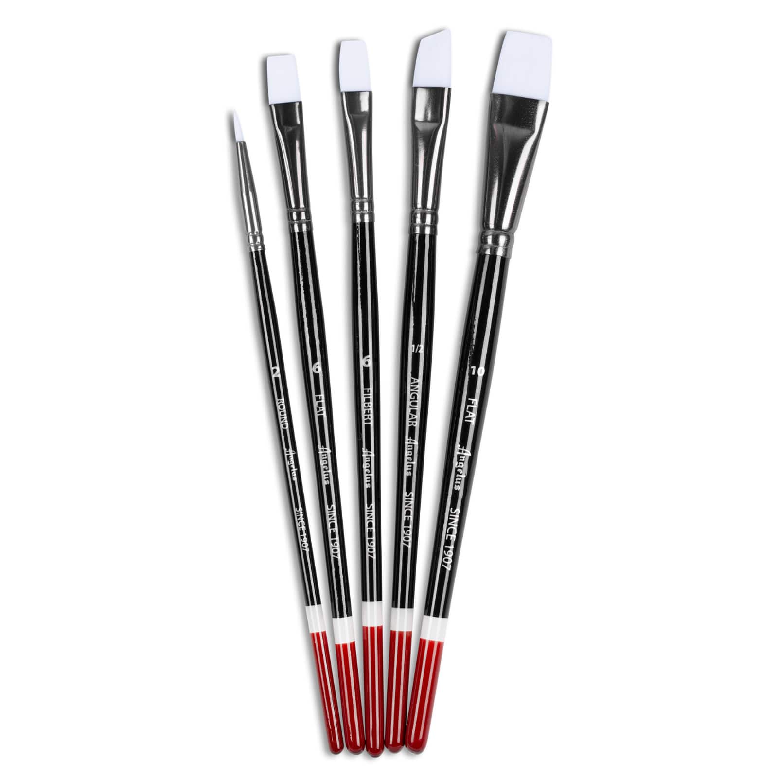 Angelus&#xAE; White Synthetic Acrylic 5 Piece Brush Set