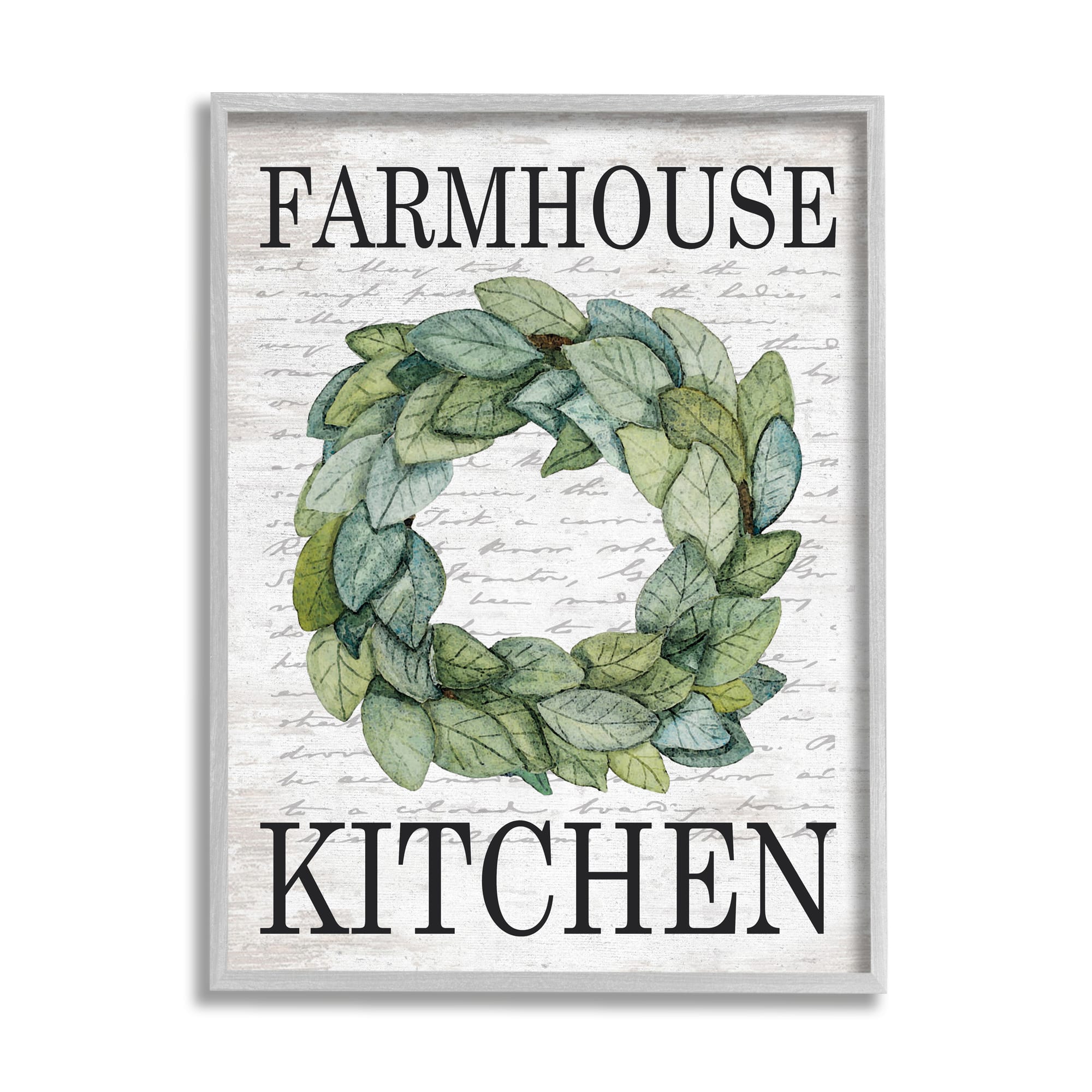 Stupell Industries Farmhouse Kitchen Phrase Tree Leaf Wreath Soft Script Framed Wall Art
