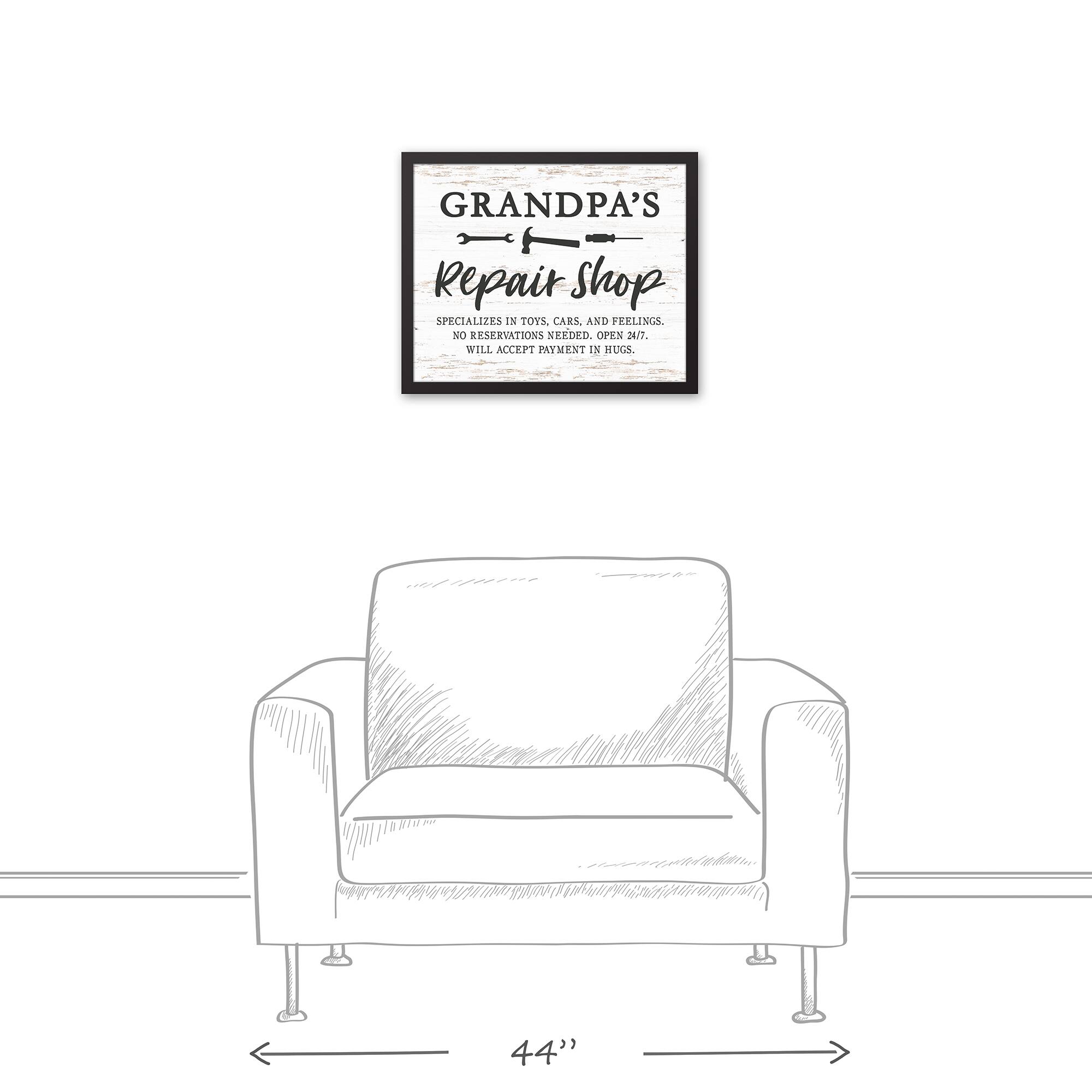 Grandpa Repair Shop Black Framed Canvas