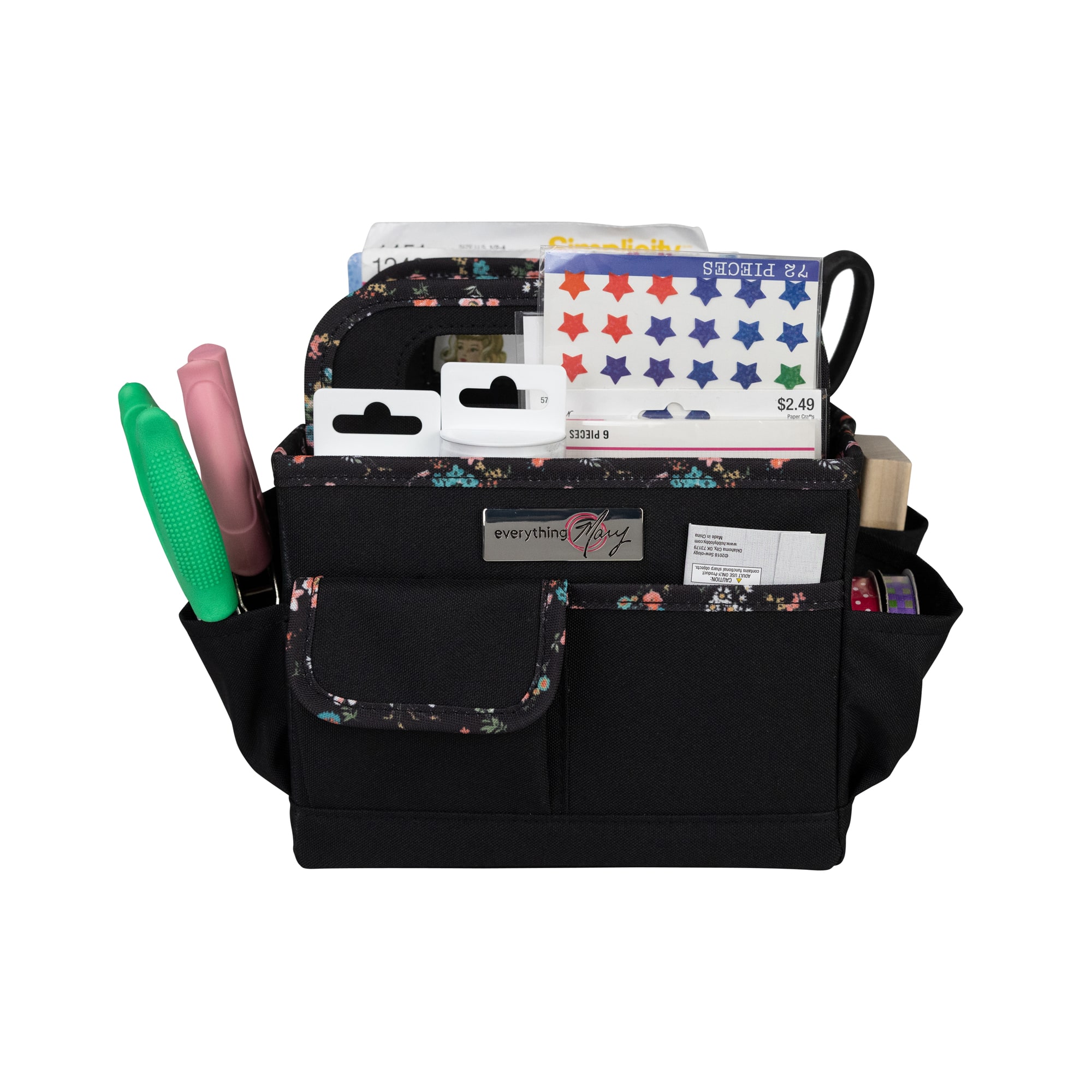 Everything Mary Black & Floral Collapsible Craft Caddy