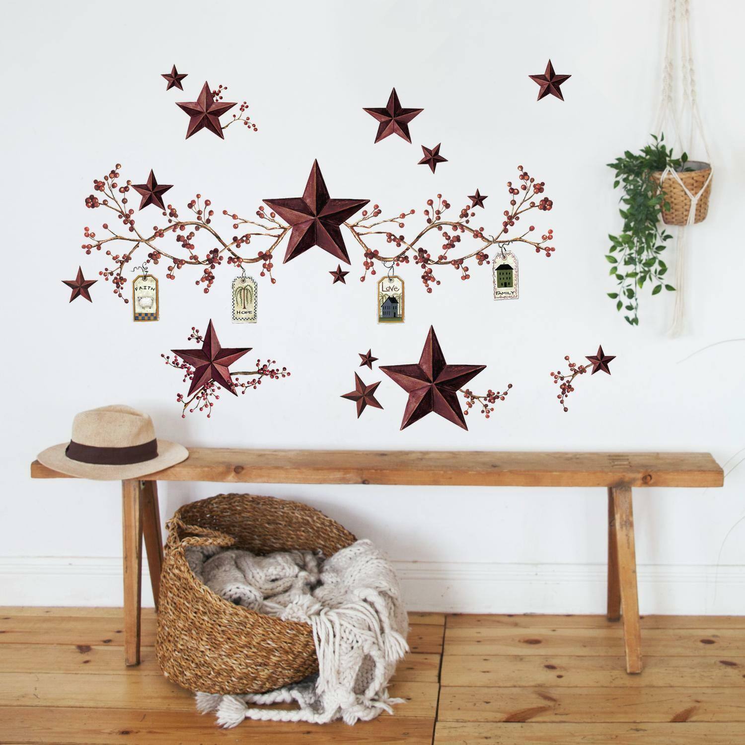 RoomMates Country Stars &#x26; Berries Peel &#x26; Stick Wall Decals