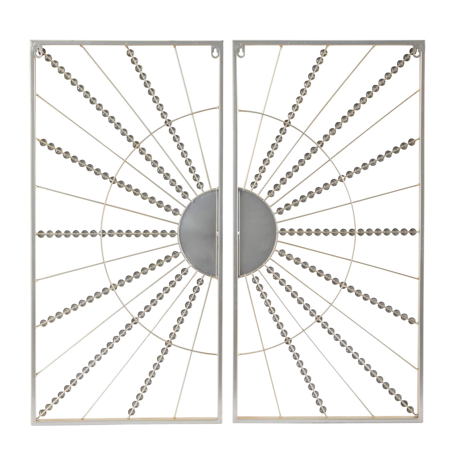 CosmoLiving by Cosmopolitan Gold Metal Half Moon Mirror Geometric Wall Decor with Gold Frame Set of 2 16&#x22;, 32&#x22;