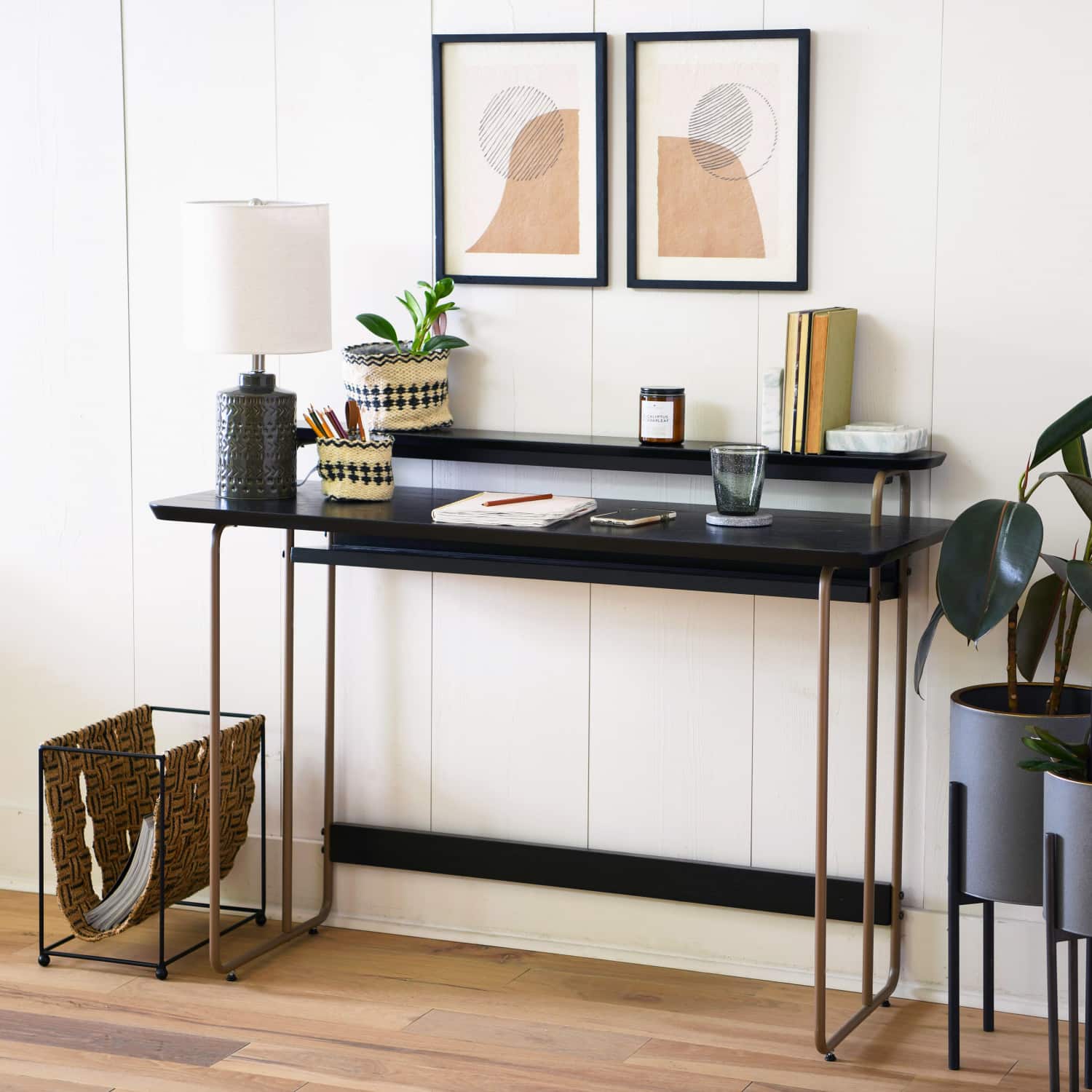 Hello Honey® Black & Cream Woven Jute Basket with Liner Set