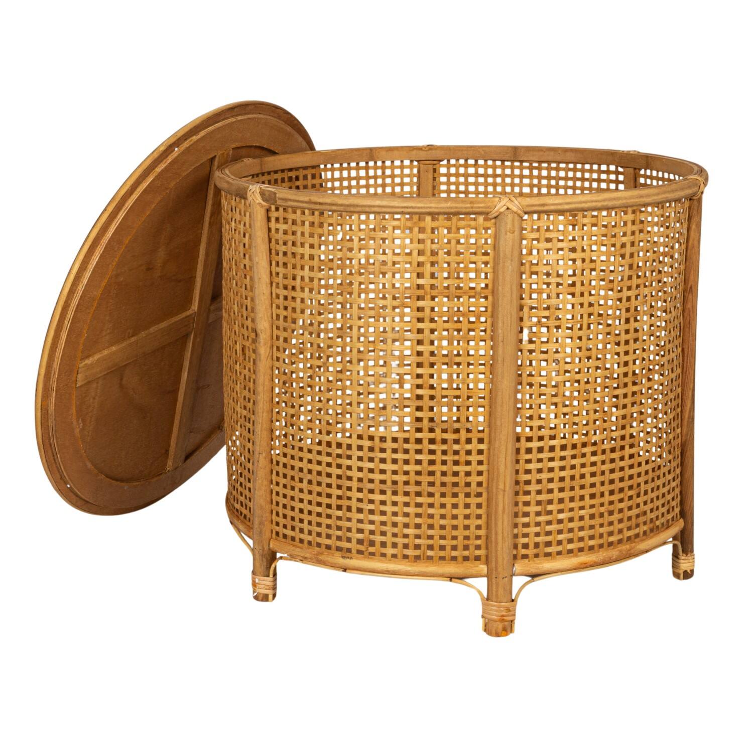 Hello Honey® Round Bamboo & Rattan Accent Table