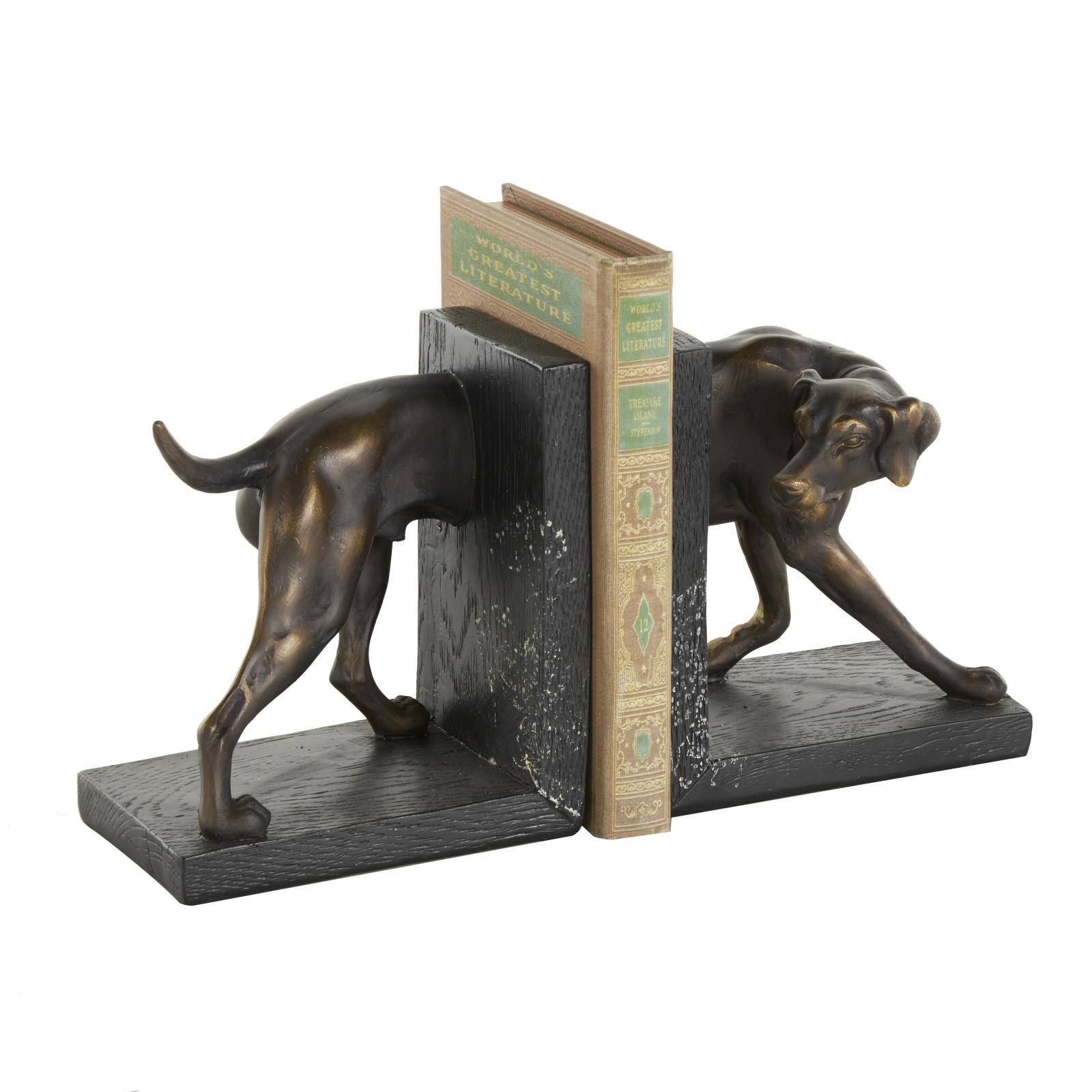 7&#x22; Black Greyhound Decorative Bookend Set