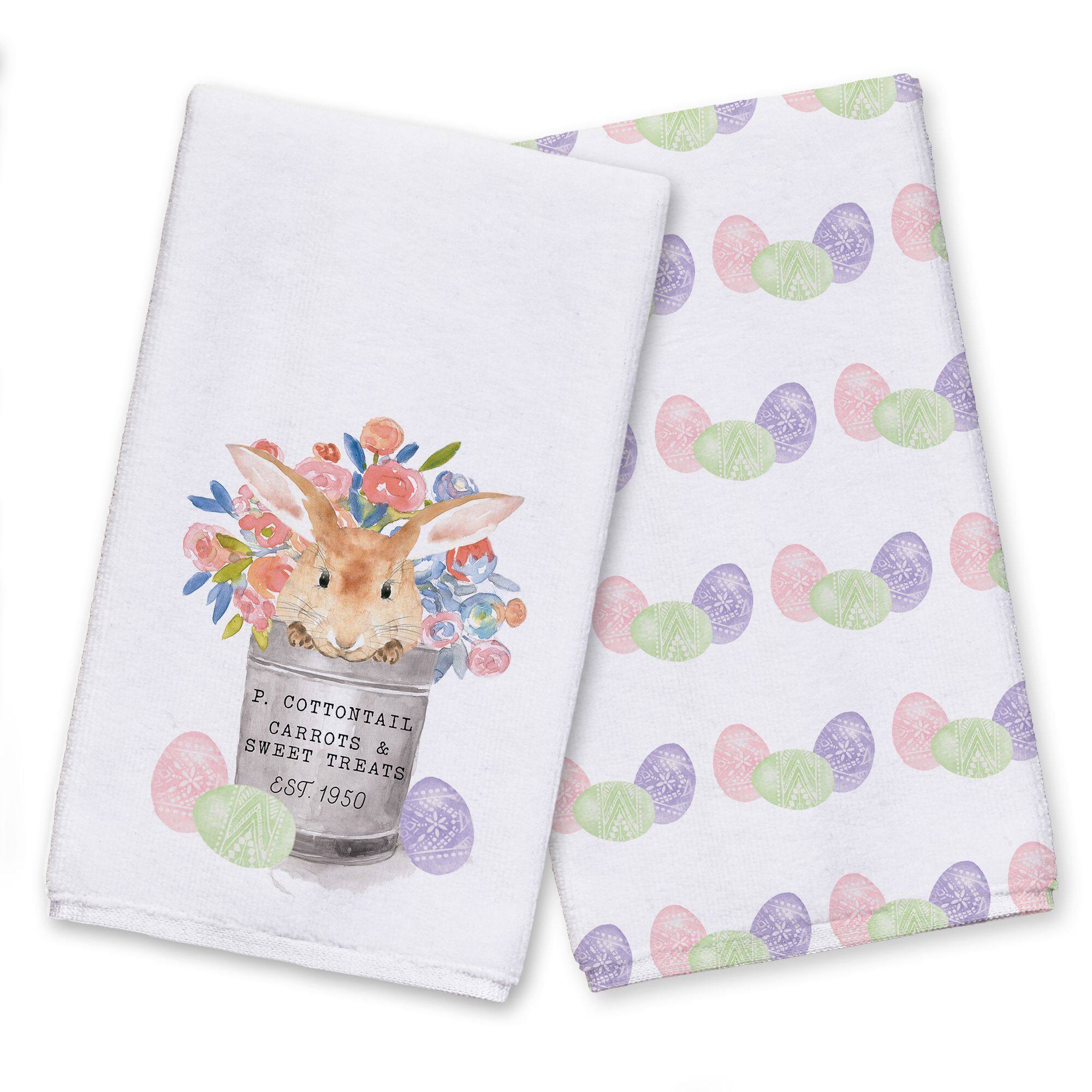 Cottontail Flowers Tea Towel - Set of 2