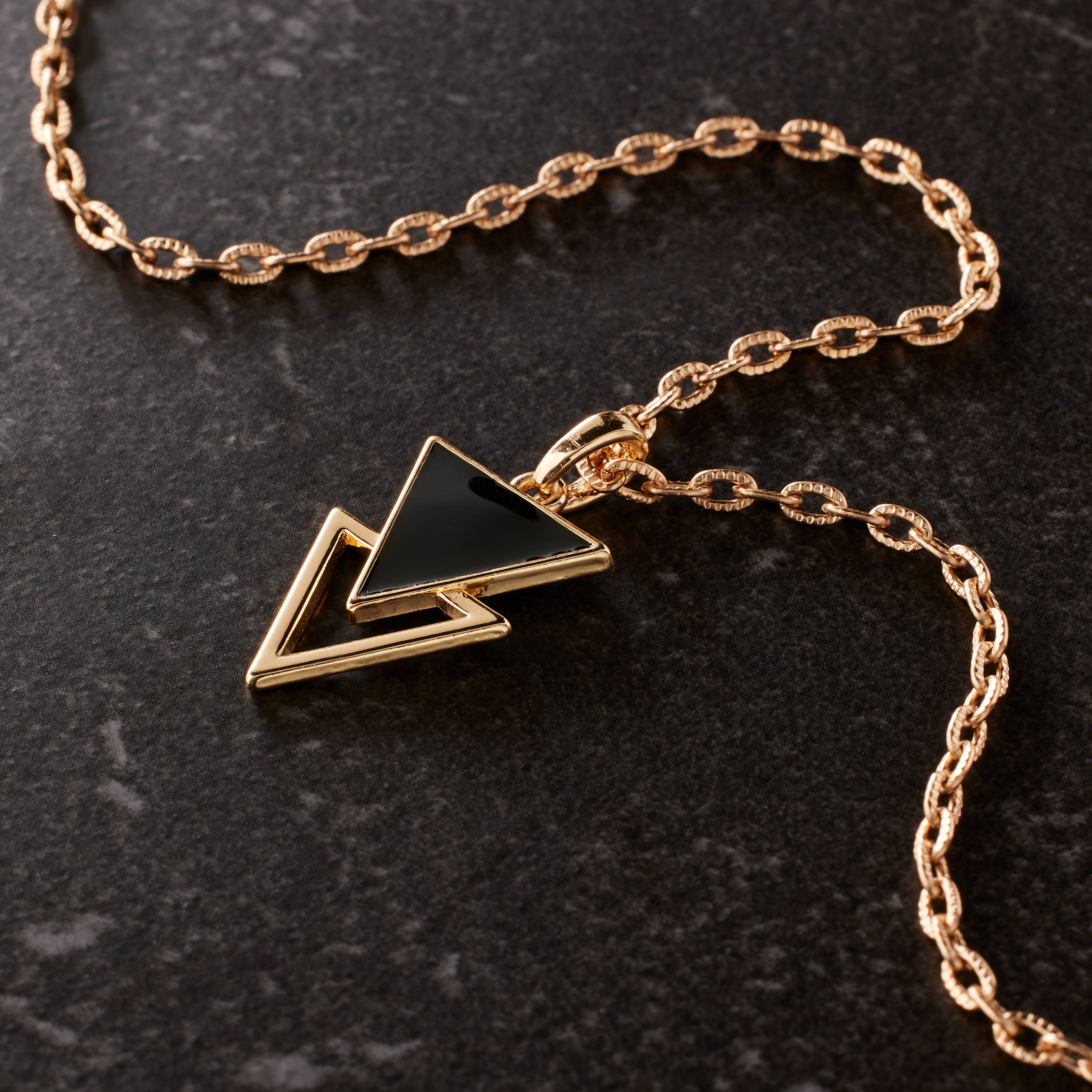 12 Pack: Gold & Black Overlap Triangle Pendant by Bead Landing™