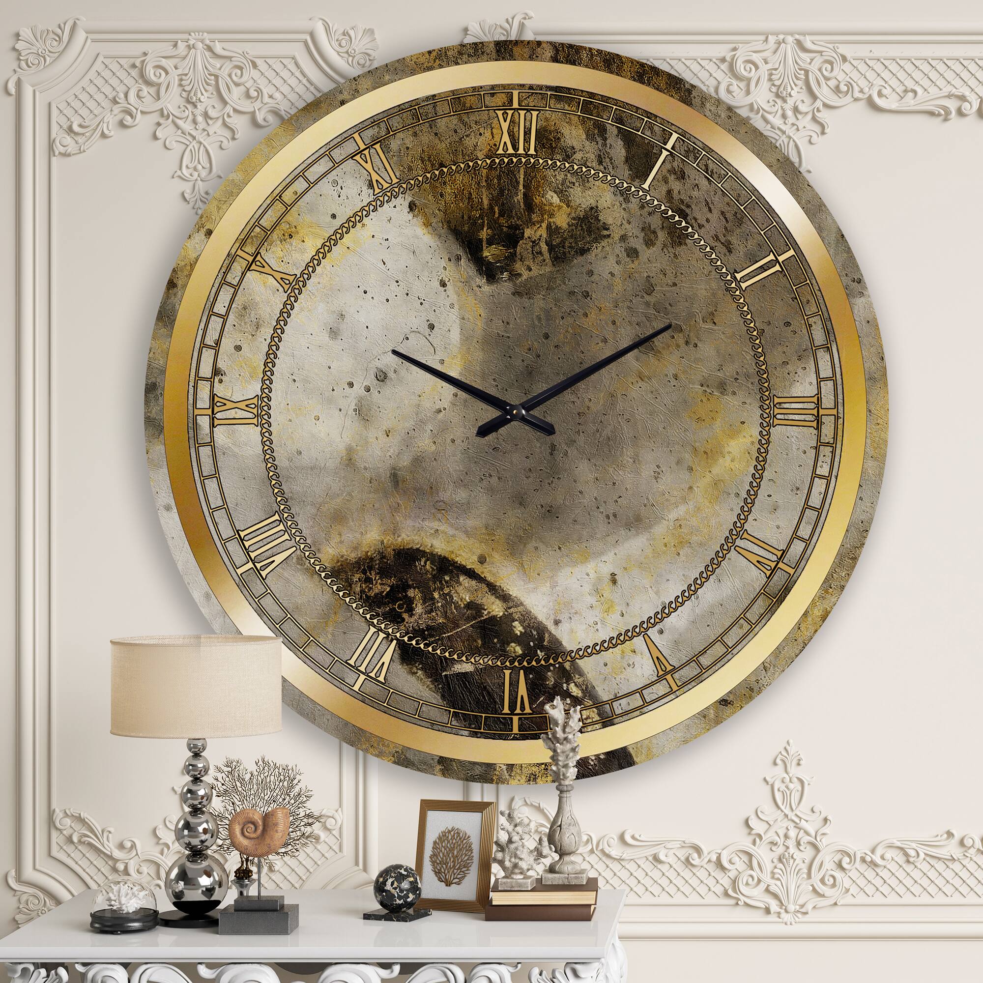Designart Gold Desert Neutral Glam Wall Clock