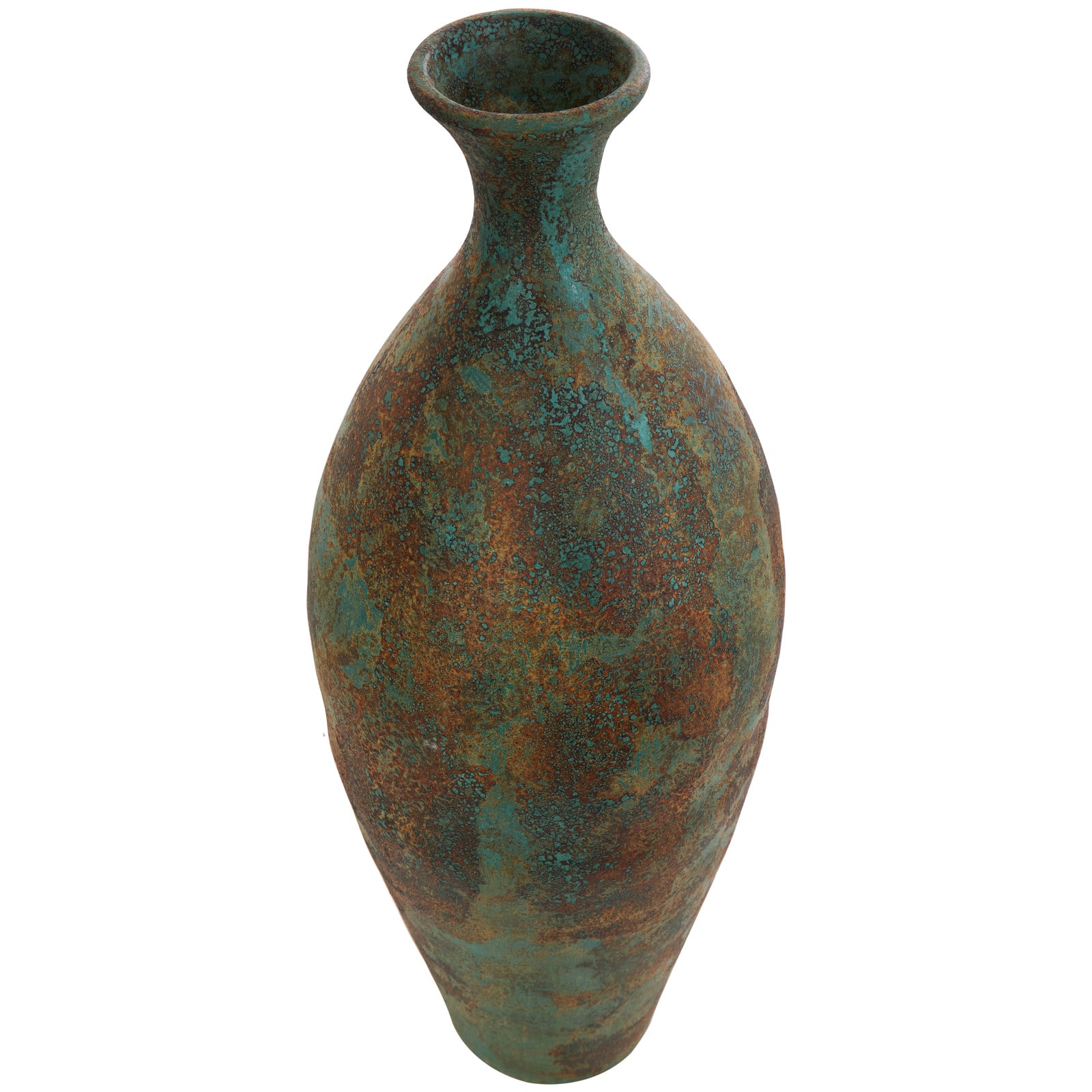 2.5ft. Green Ceramic Tall Distressed Antique Style Vase