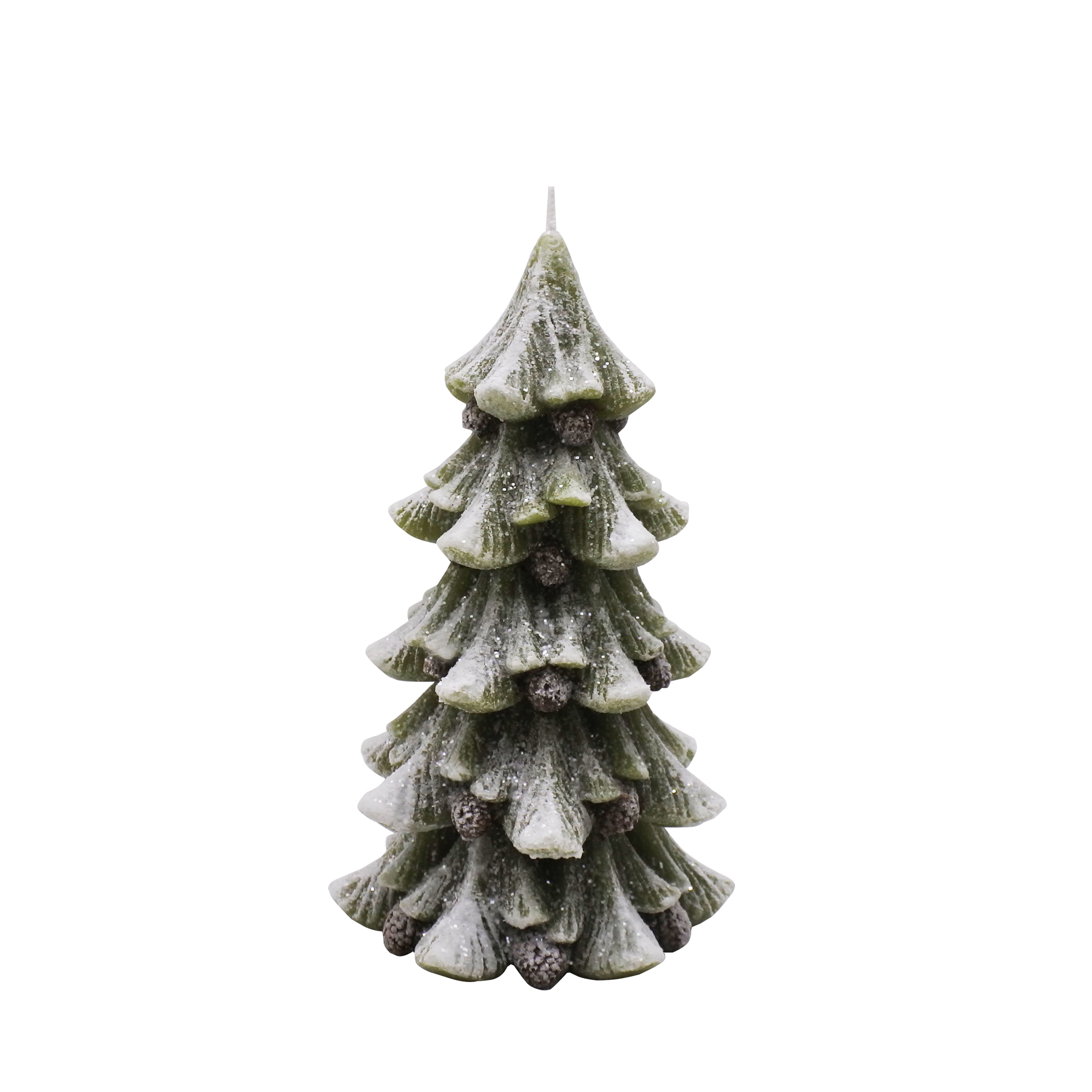 6&#x22; Flocked Green Pine Tree  Novelty Candle by Ashland&#xAE;