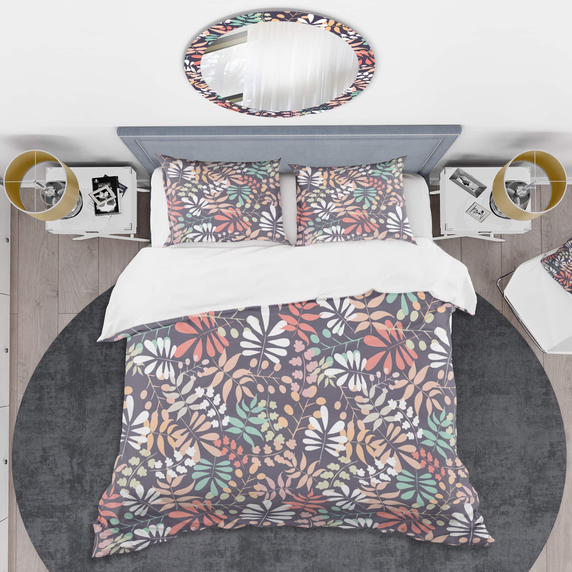 Designart &#x27;Retro Botanical Pattern II&#x27; Mid-Century Duvet Cover Set