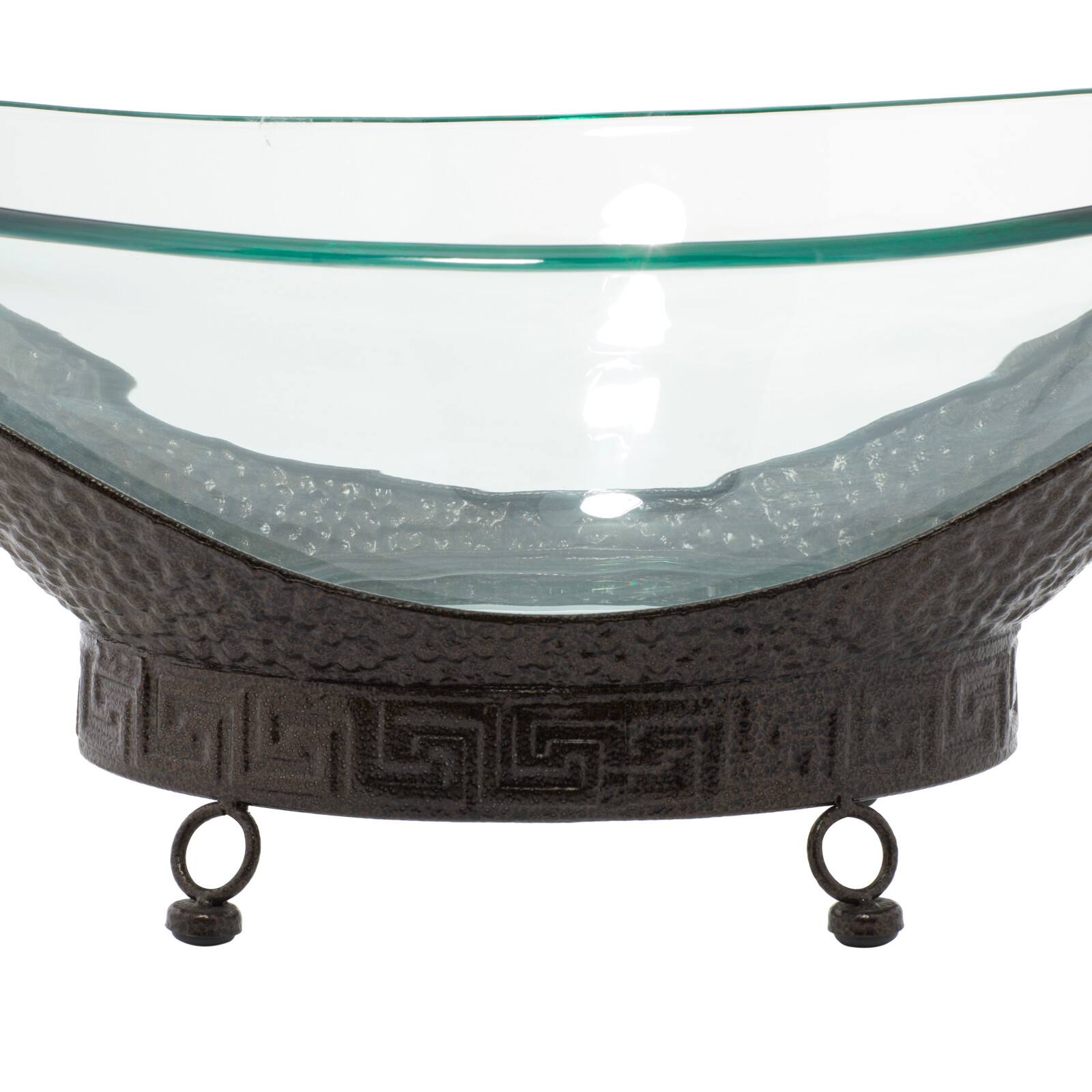 Copper Glass and Metal Traditional Serving Stand, 8&#x22; x 24&#x22; x 14&#x22;