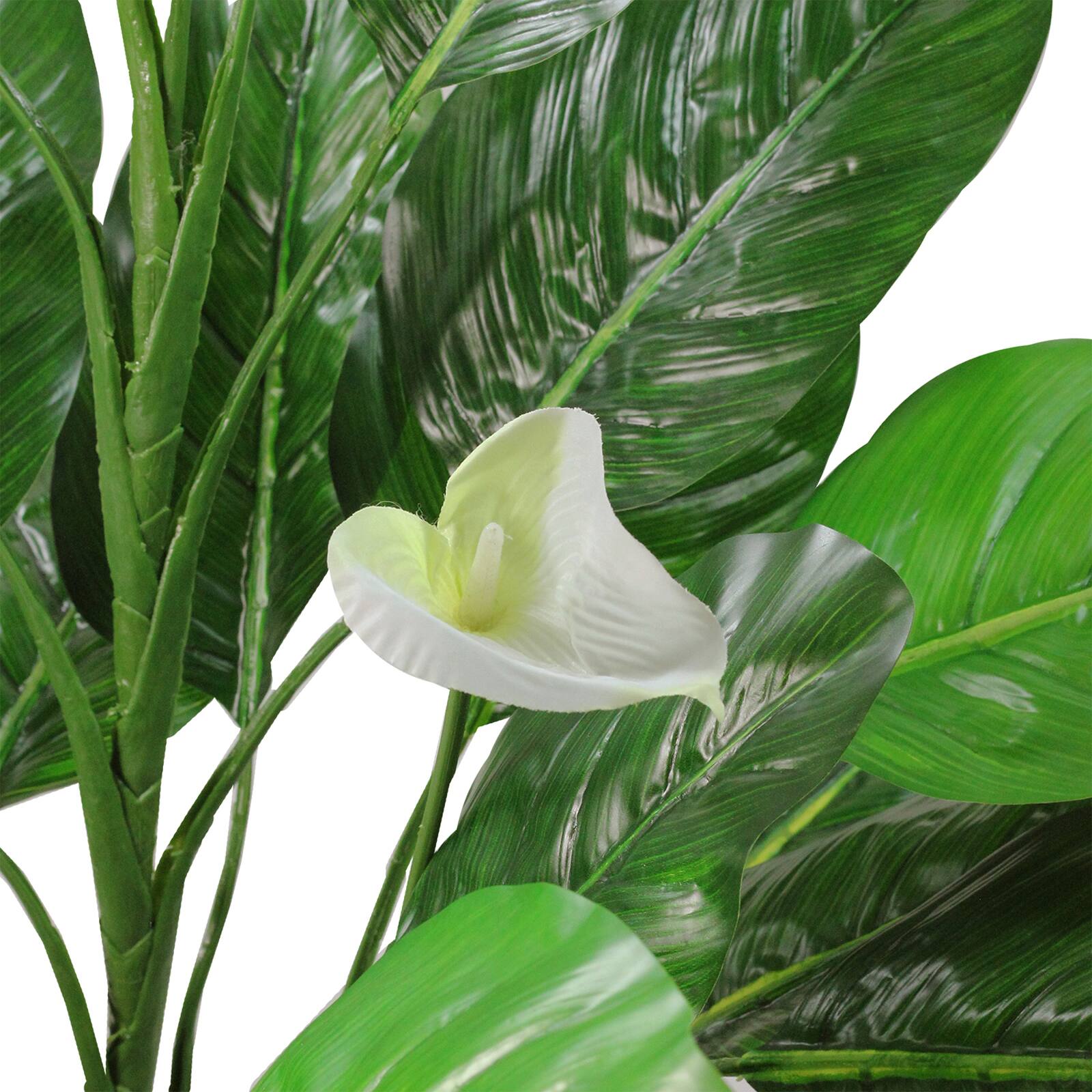 47.5" Green & White Artificial Tropical Peace Lily Spathe Potted Plant