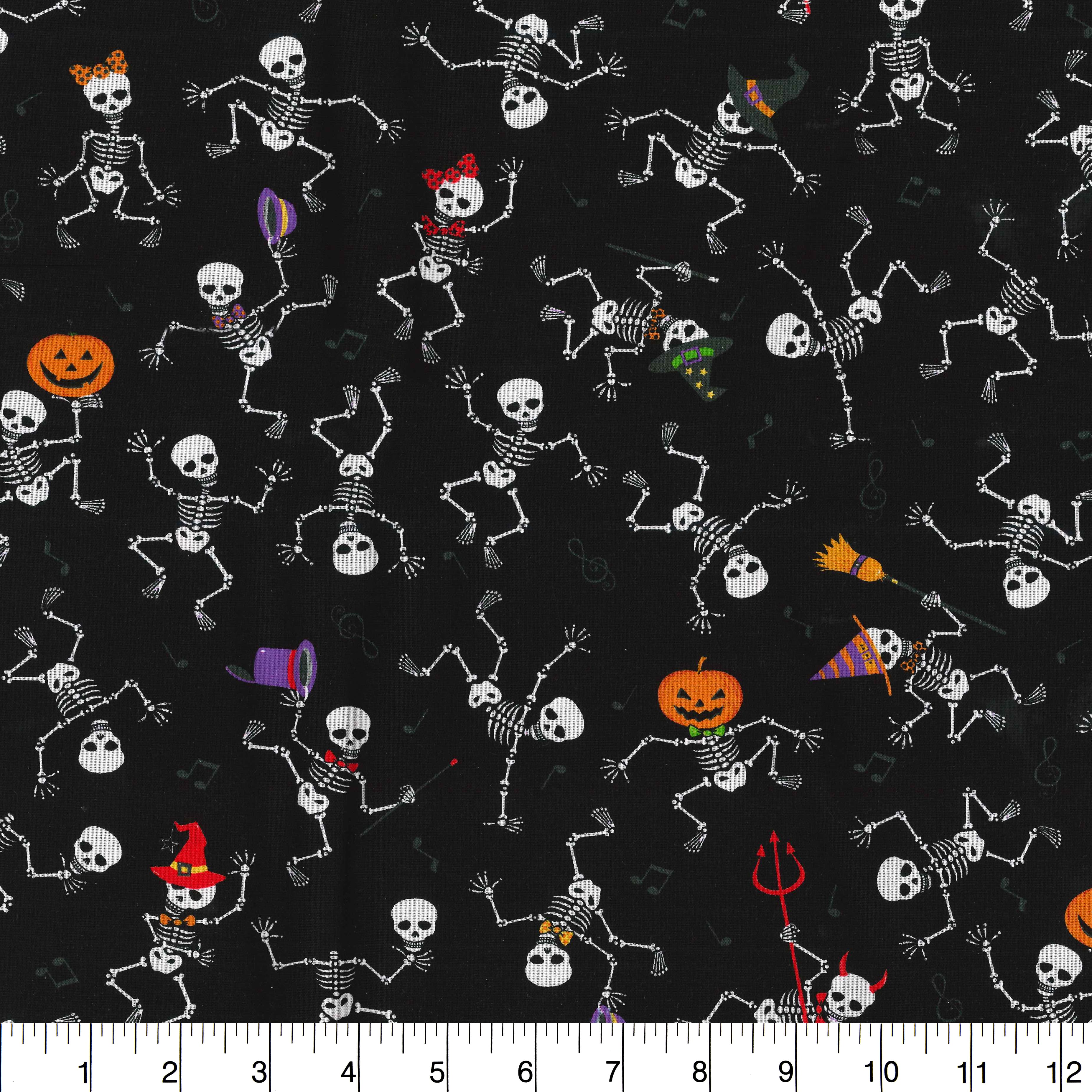 Fabric Traditions Dancing Skeleton Cotton Fabric