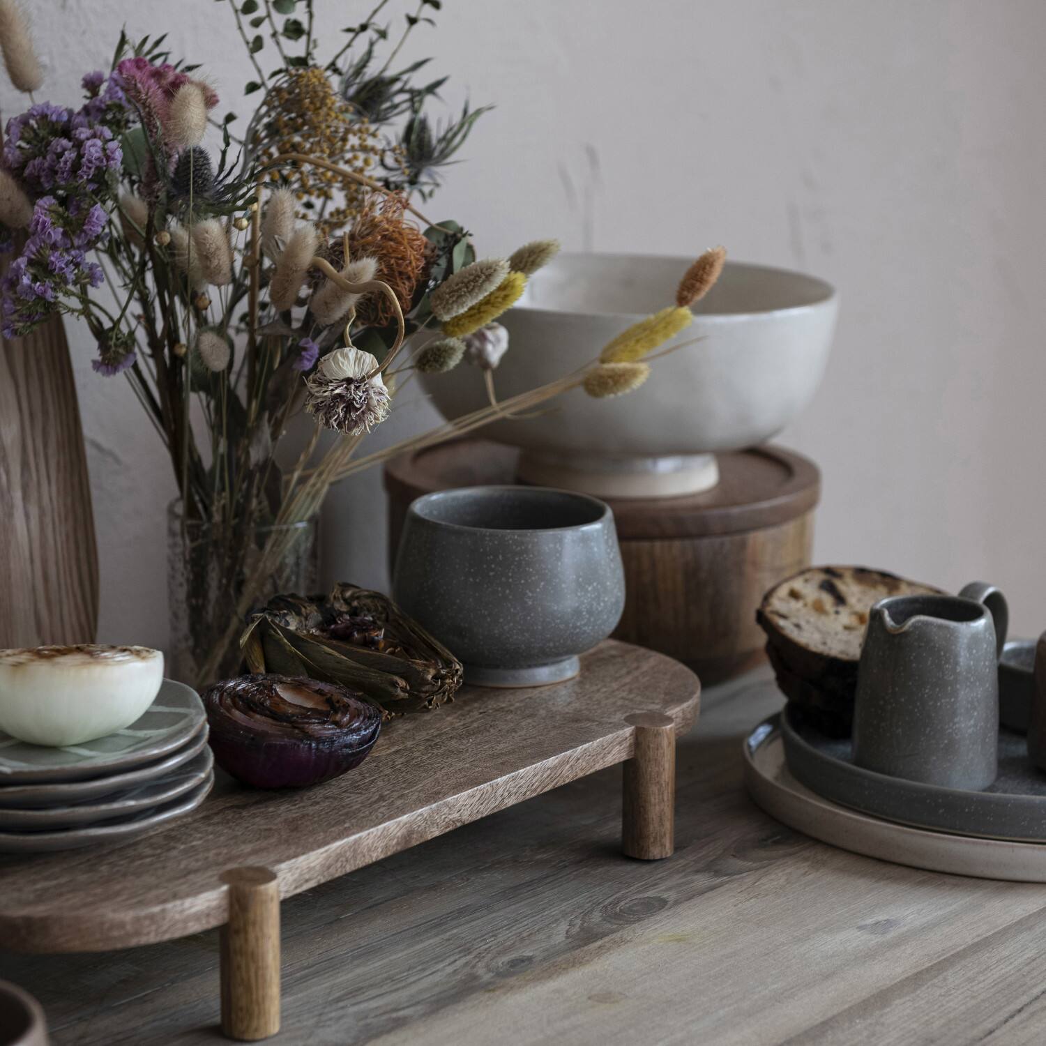 Hello Honey® 7.5" Cream Large Stoneware Bowl with Handle