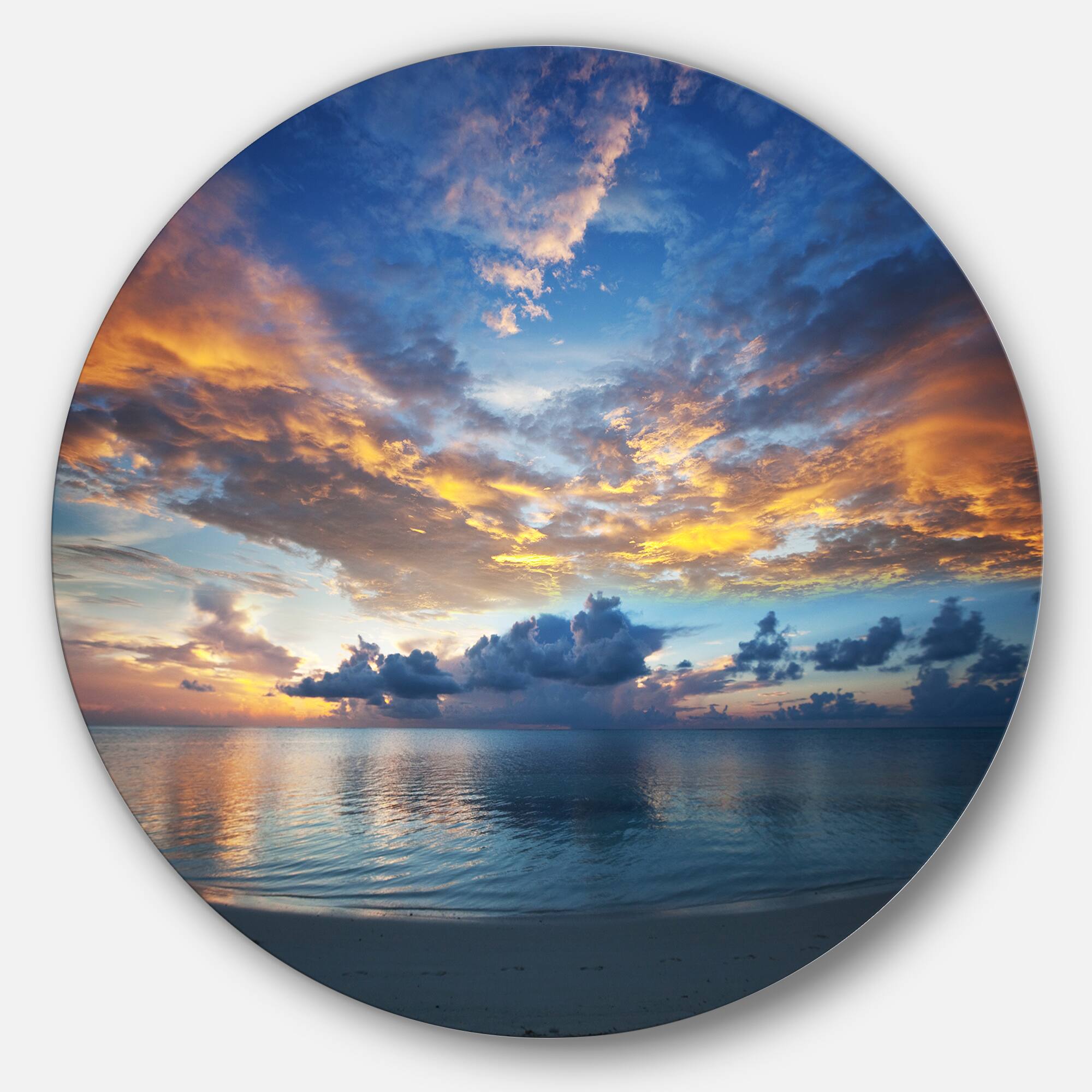 Designart - Exotic Colorful Maldives Seashore' Extra Large Seascape Metal Wall Decor