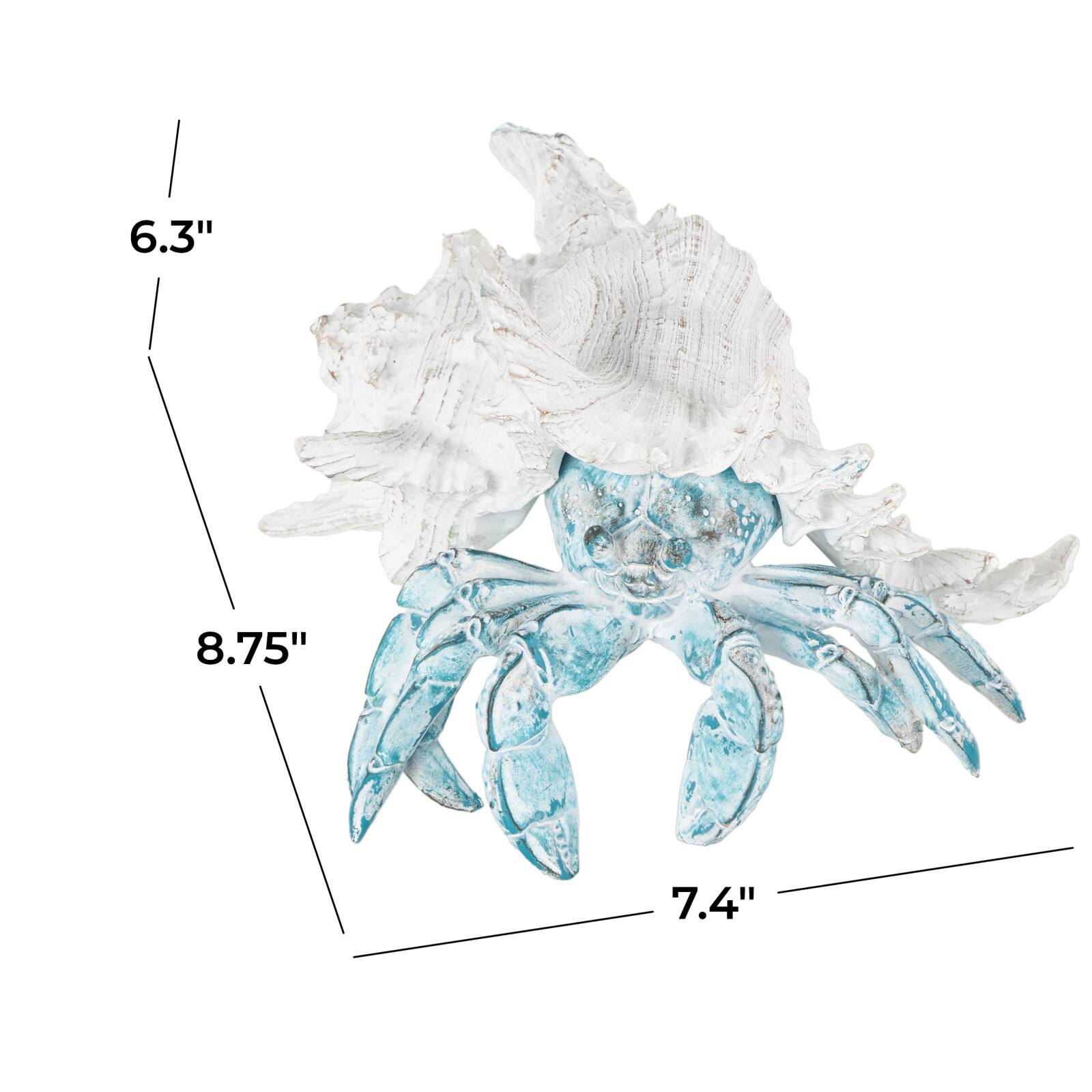 9" Polystone Crab Textured Decorative Sculpture with White Shell