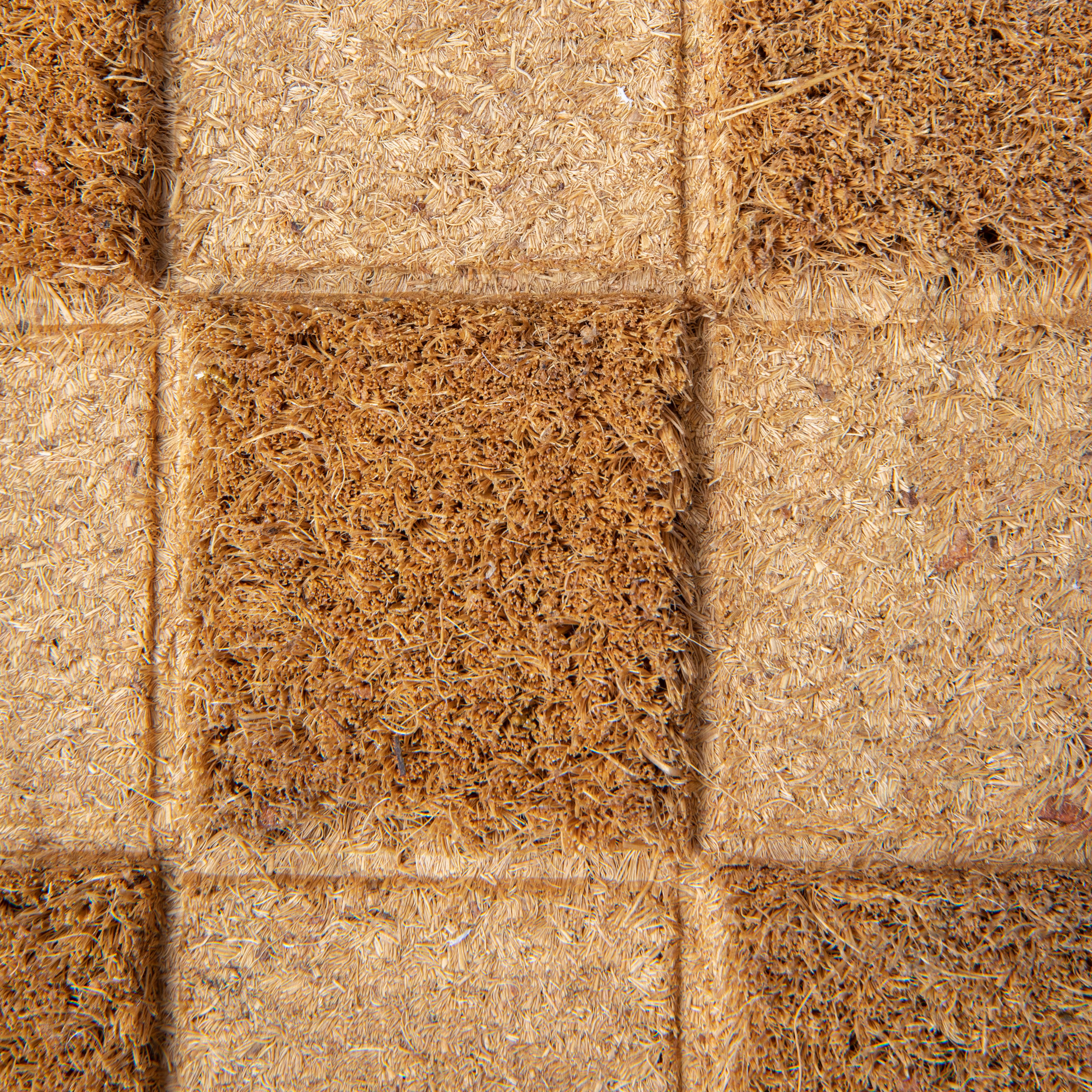 Hello Honey® Natural Checkerboard Print Engraved Coir Doormat