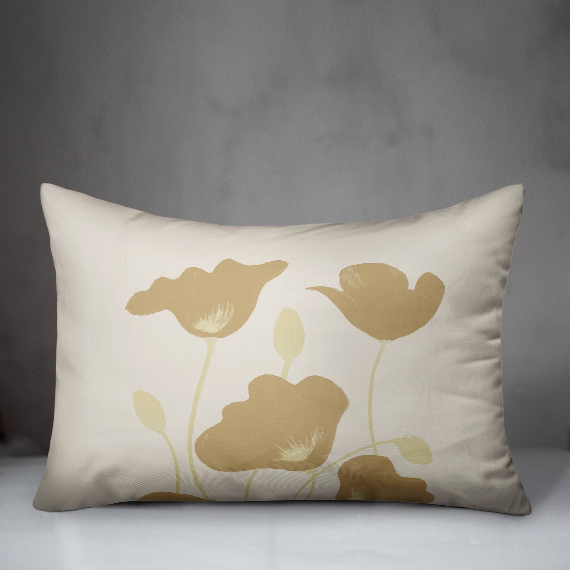 Simple Dusty Yellow Poppies 14" x 20" Throw Pillow