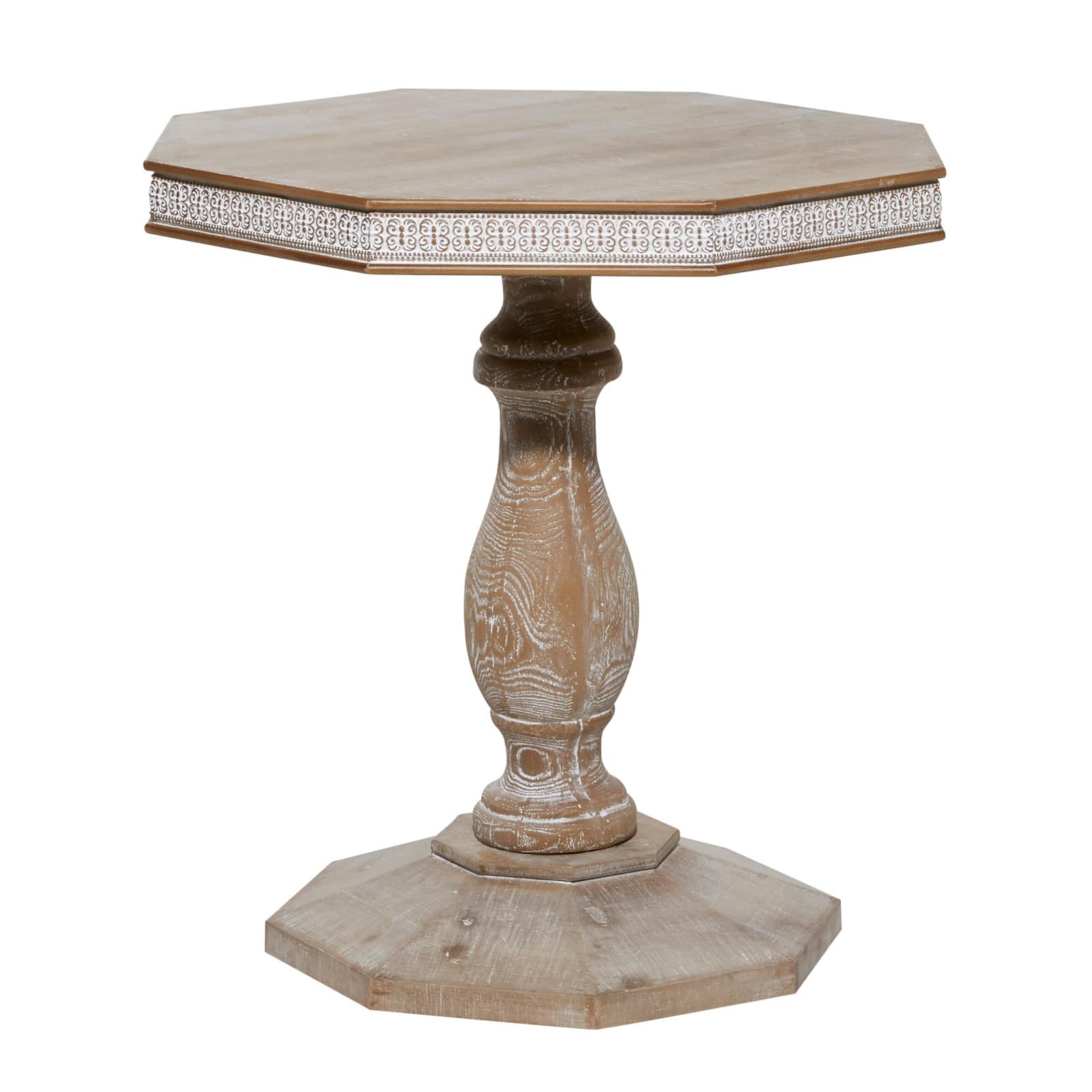 Brown Farmhouse Wood Accent Table, 30&#x22; x 28&#x22;